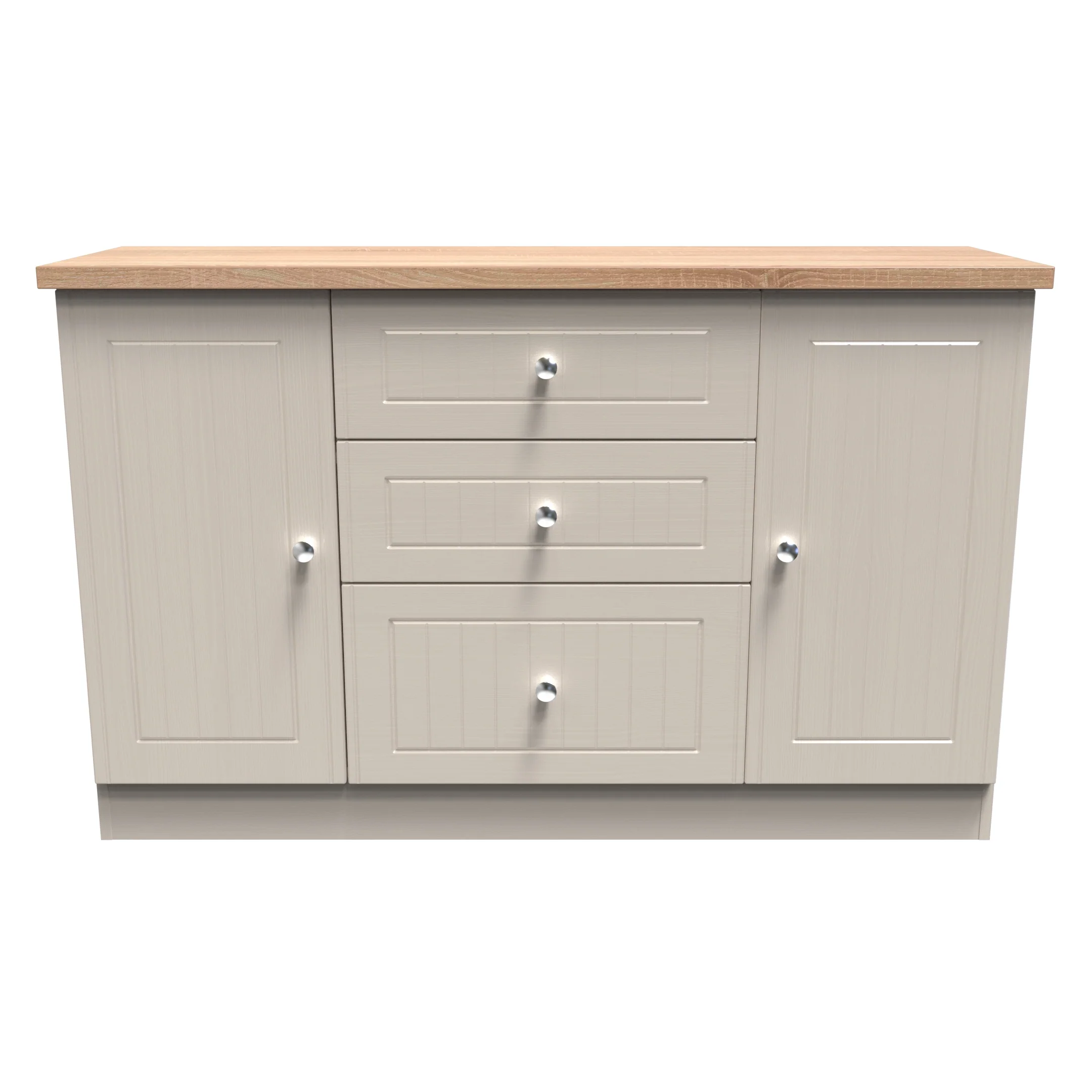Lynton Ready Assembled 2 Door 3 Drawer Sideboard In Kashmir Ash & Bardolino Oak