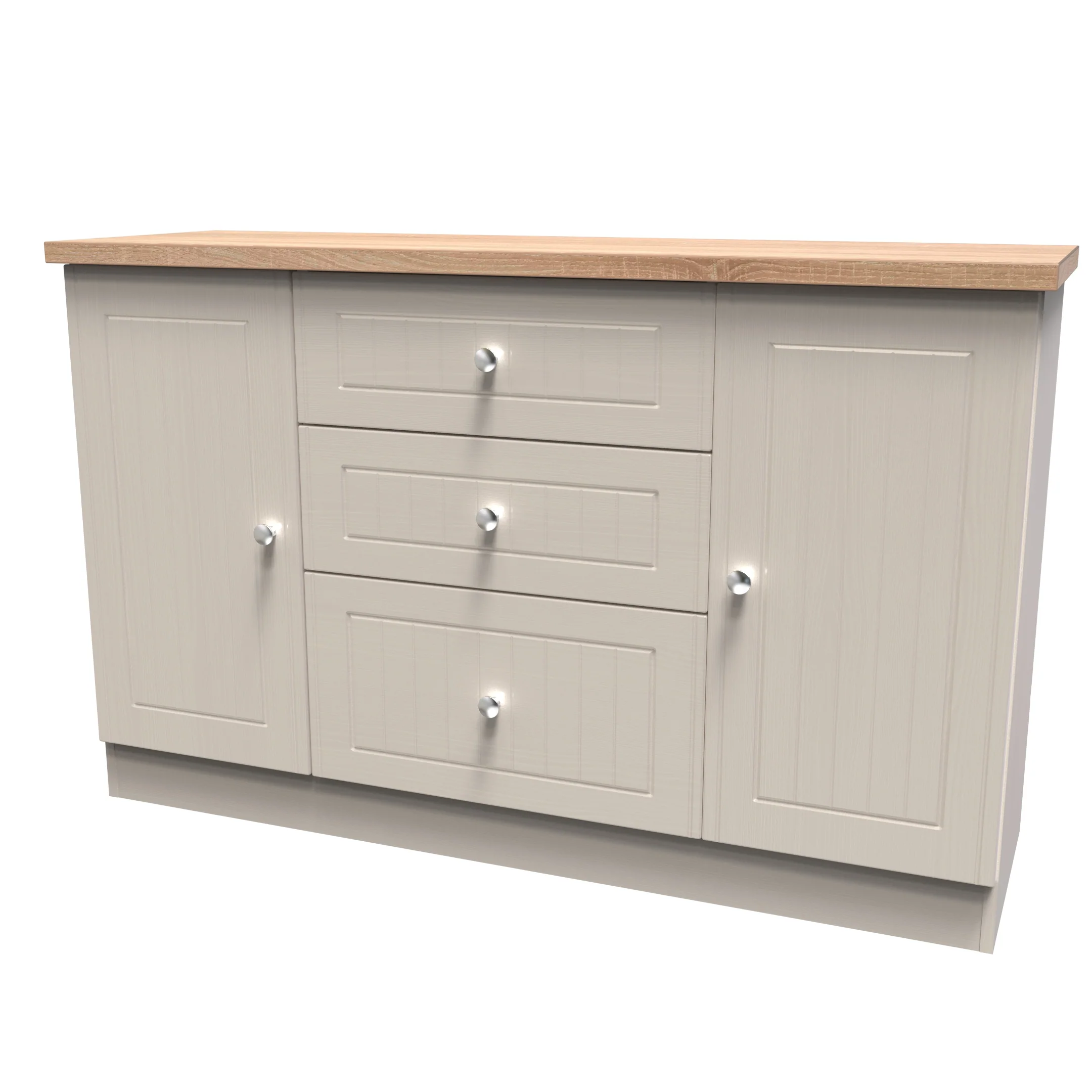 Lynton Ready Assembled 2 Door 3 Drawer Sideboard In Kashmir Ash & Bardolino Oak - Image 3
