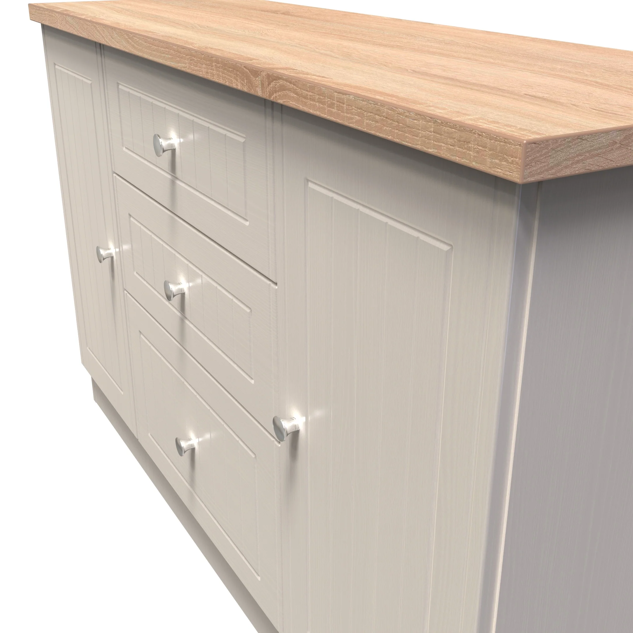 Lynton Ready Assembled 2 Door 3 Drawer Sideboard In Kashmir Ash & Bardolino Oak - Image 4