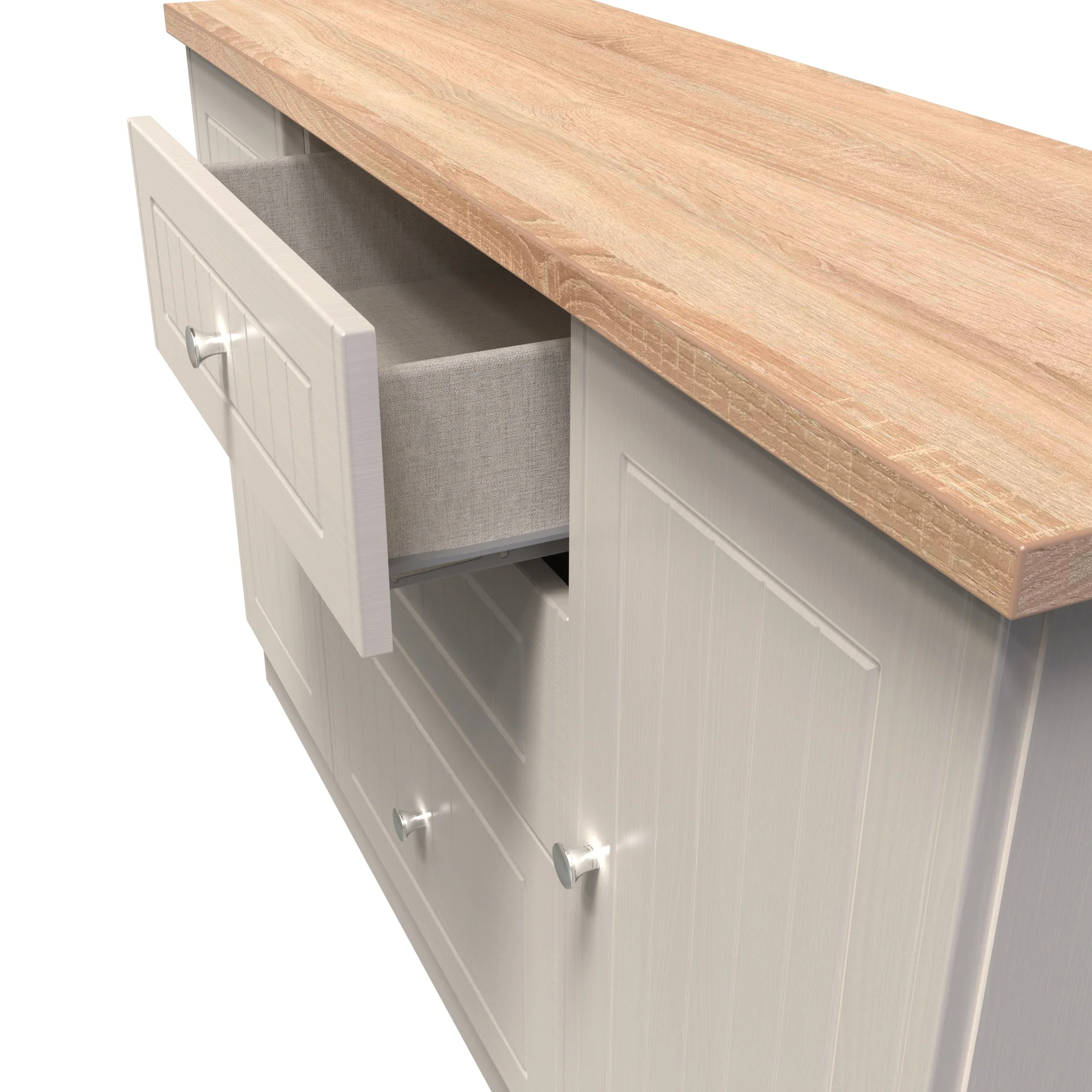 Lynton Ready Assembled 2 Door 3 Drawer Sideboard In Kashmir Ash & Bardolino Oak - Image 6