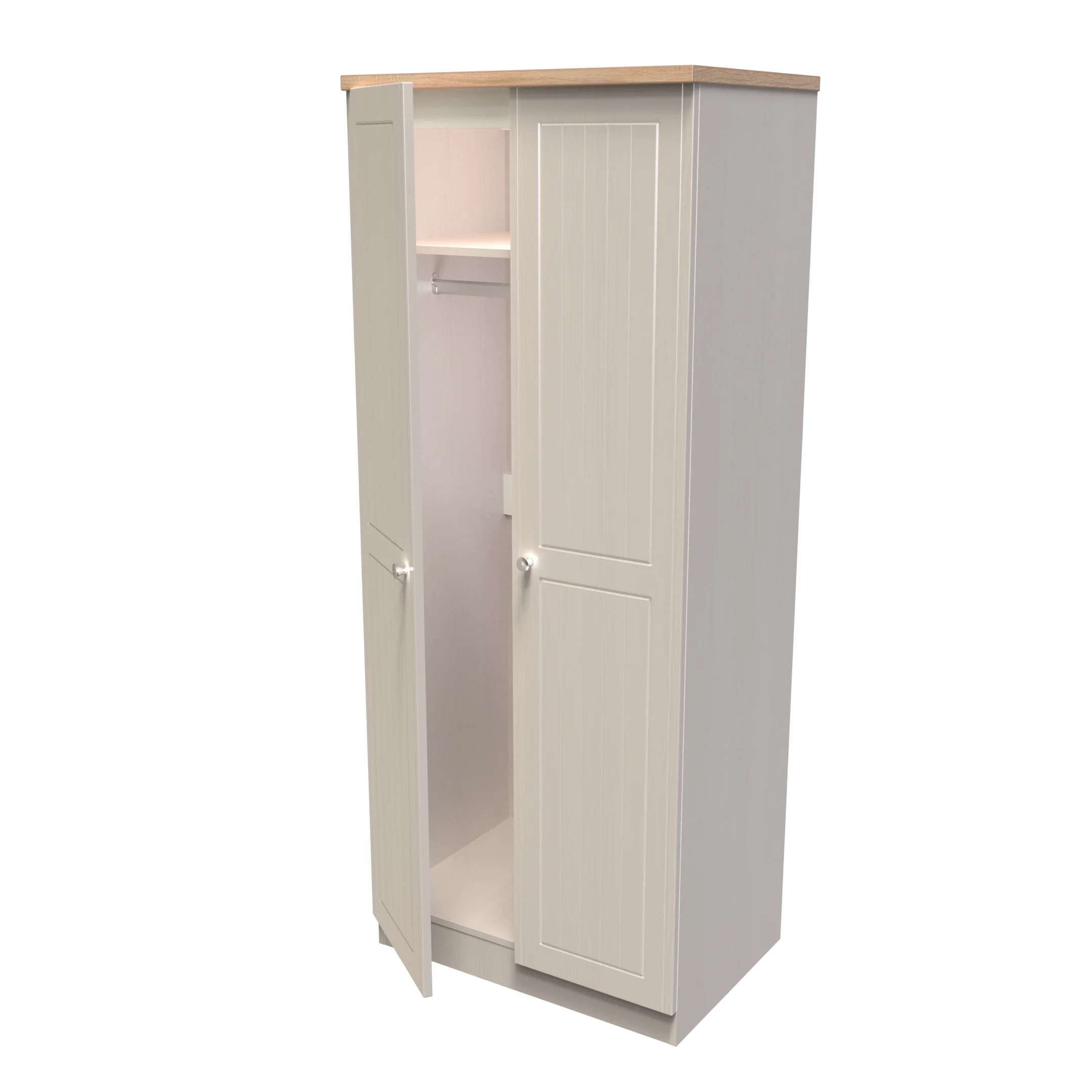 Lynton Ready Assembled 2 Door Wardrobe In Kashmir Ash & Bardolino Oak - Image 5