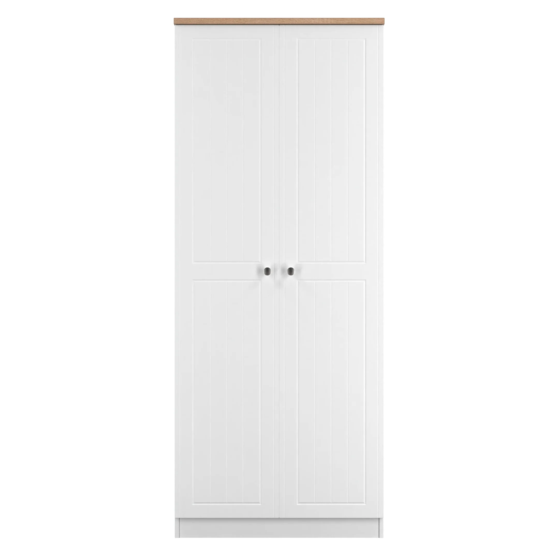 Lynton Ready Assembled 2 Door Wardrobe In Porcelain Ash & Bardolino Oak - Image 2