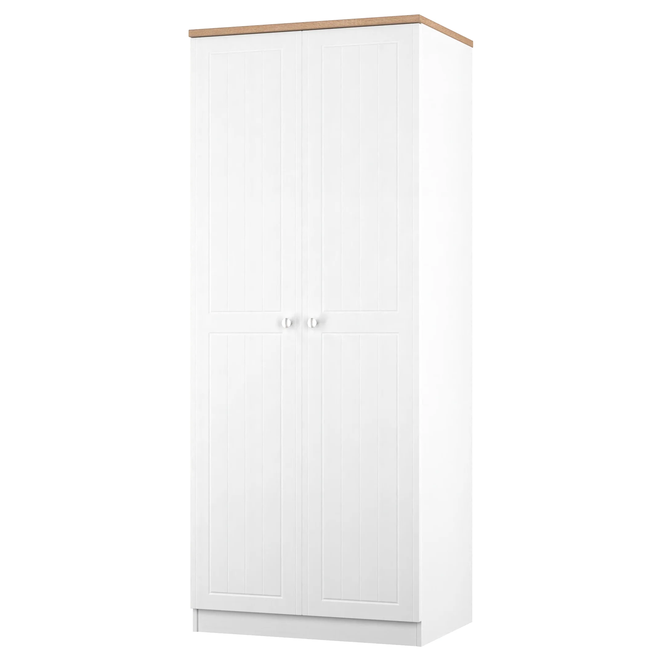 Lynton Ready Assembled 2 Door Wardrobe In Porcelain Ash & Bardolino Oak - Image 4