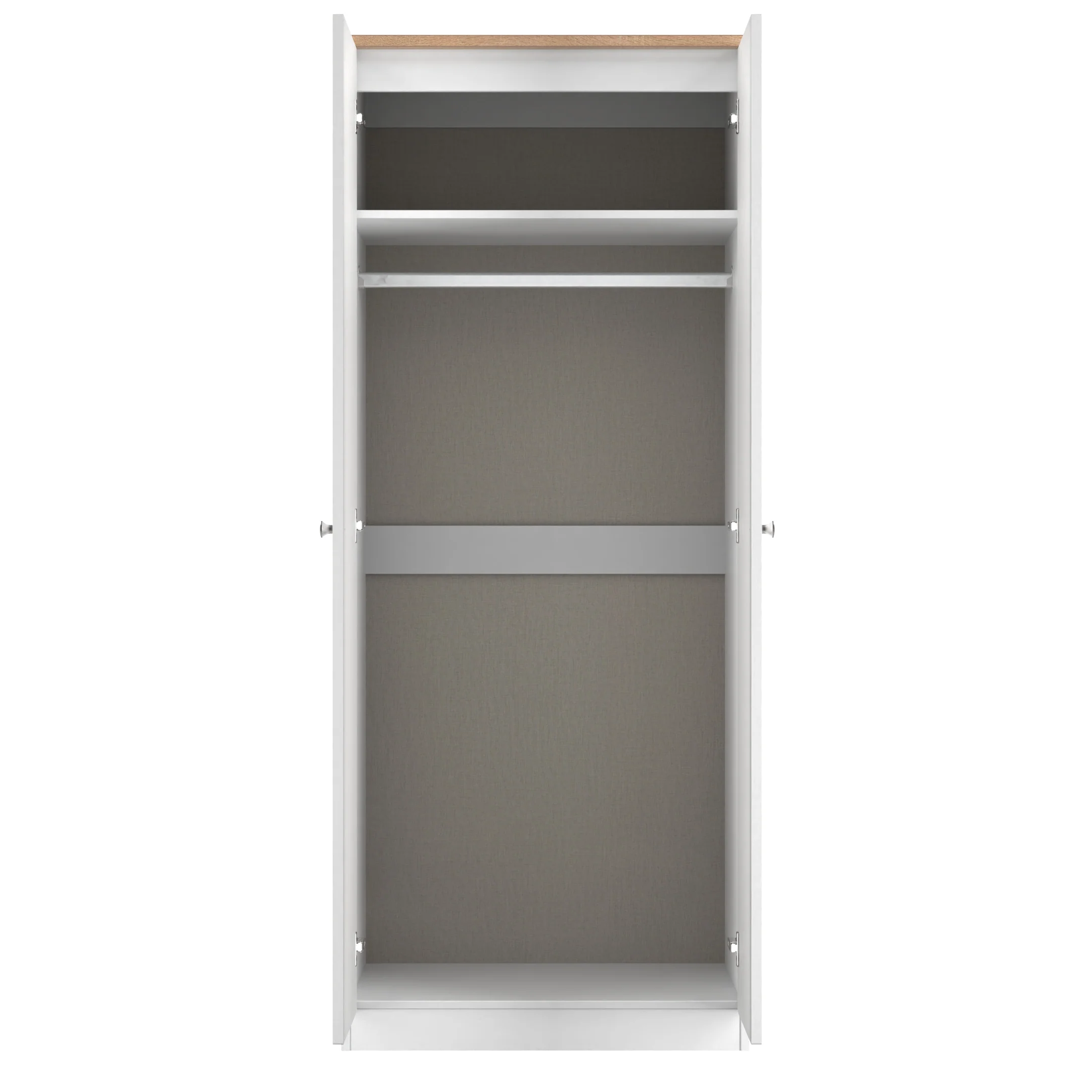 Lynton Ready Assembled 2 Door Wardrobe In Porcelain Ash & Bardolino Oak - Image 7