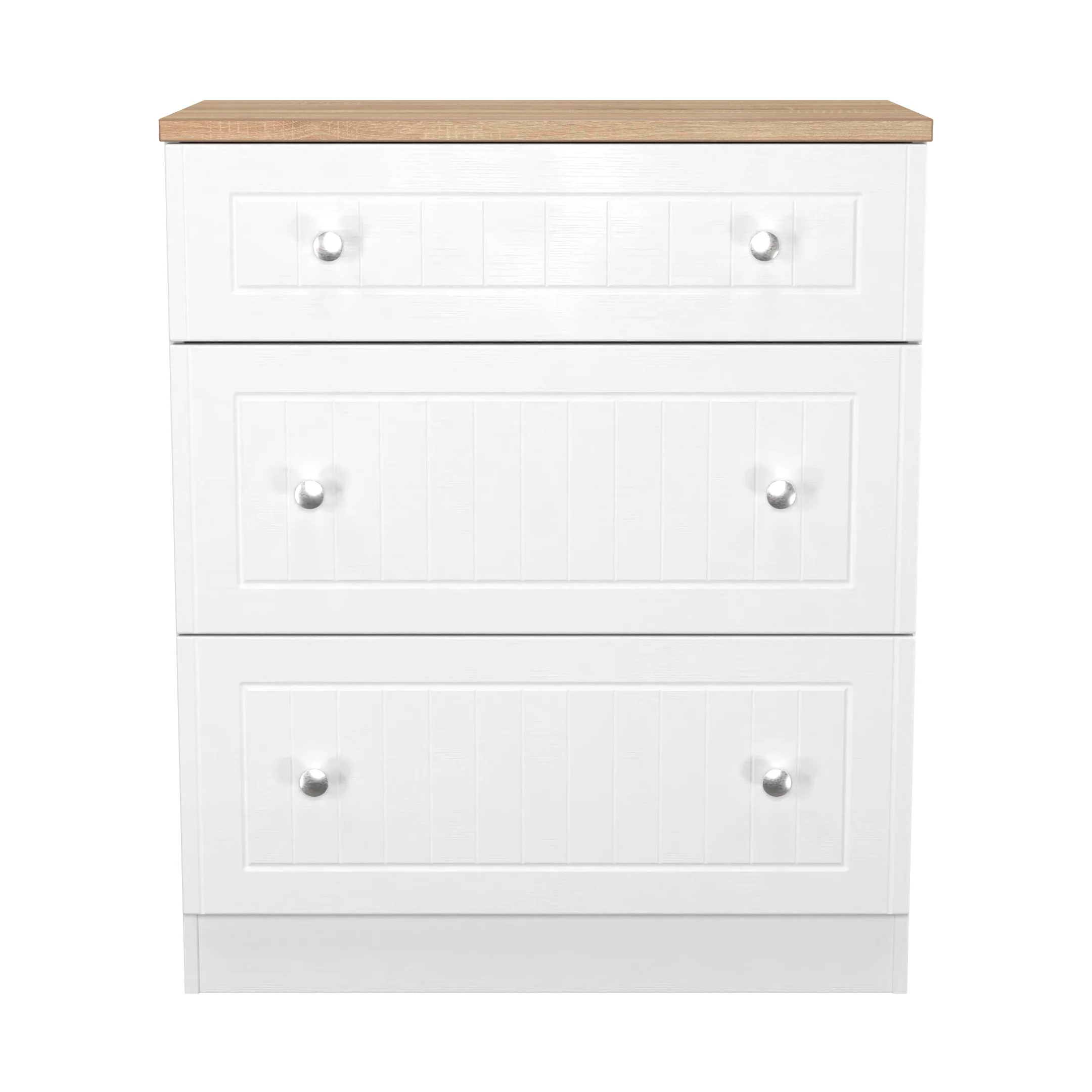 Lynton Ready Assembled 3 Drawer Deep Chest In Porcelain Ash & Bardolino Oak - Image 2