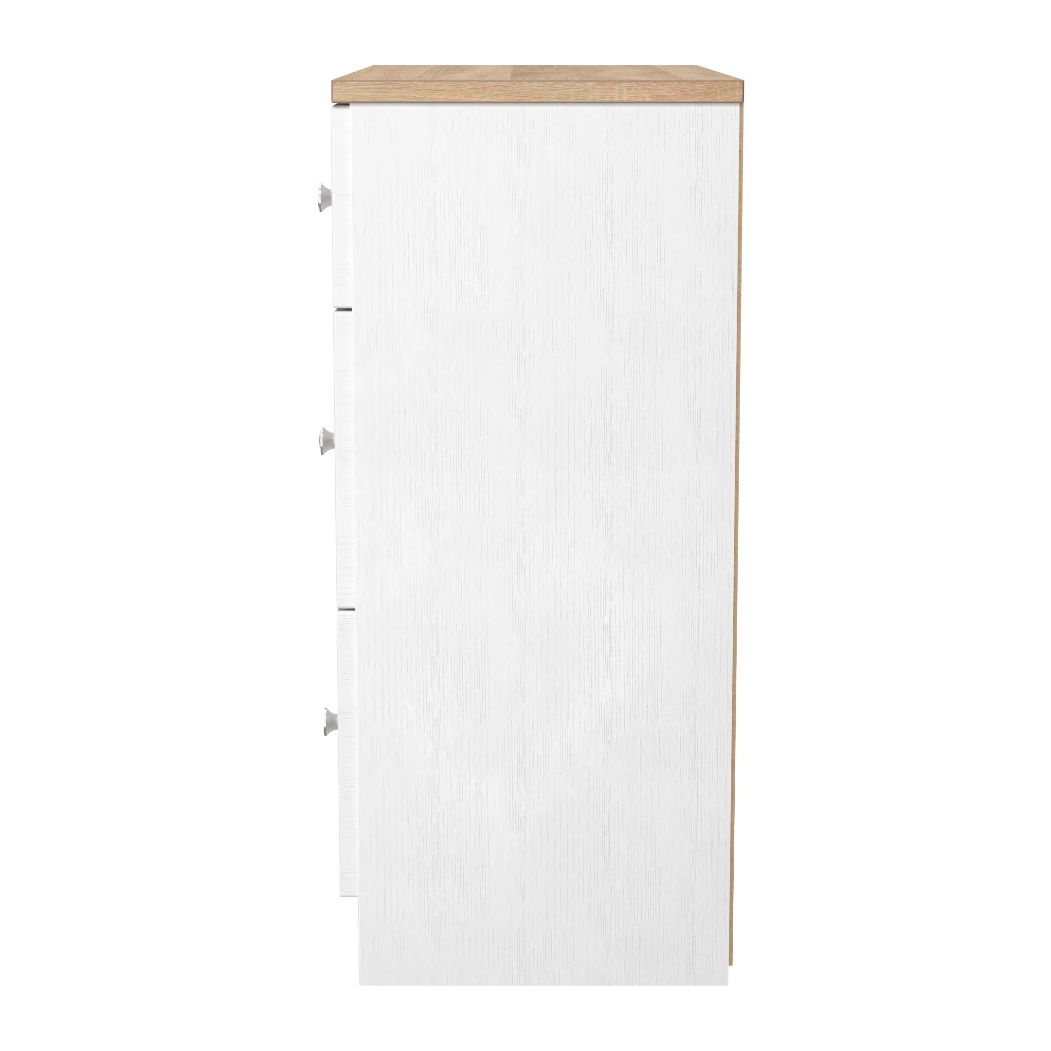 Lynton Ready Assembled 3 Drawer Deep Chest In Porcelain Ash & Bardolino Oak - Image 3