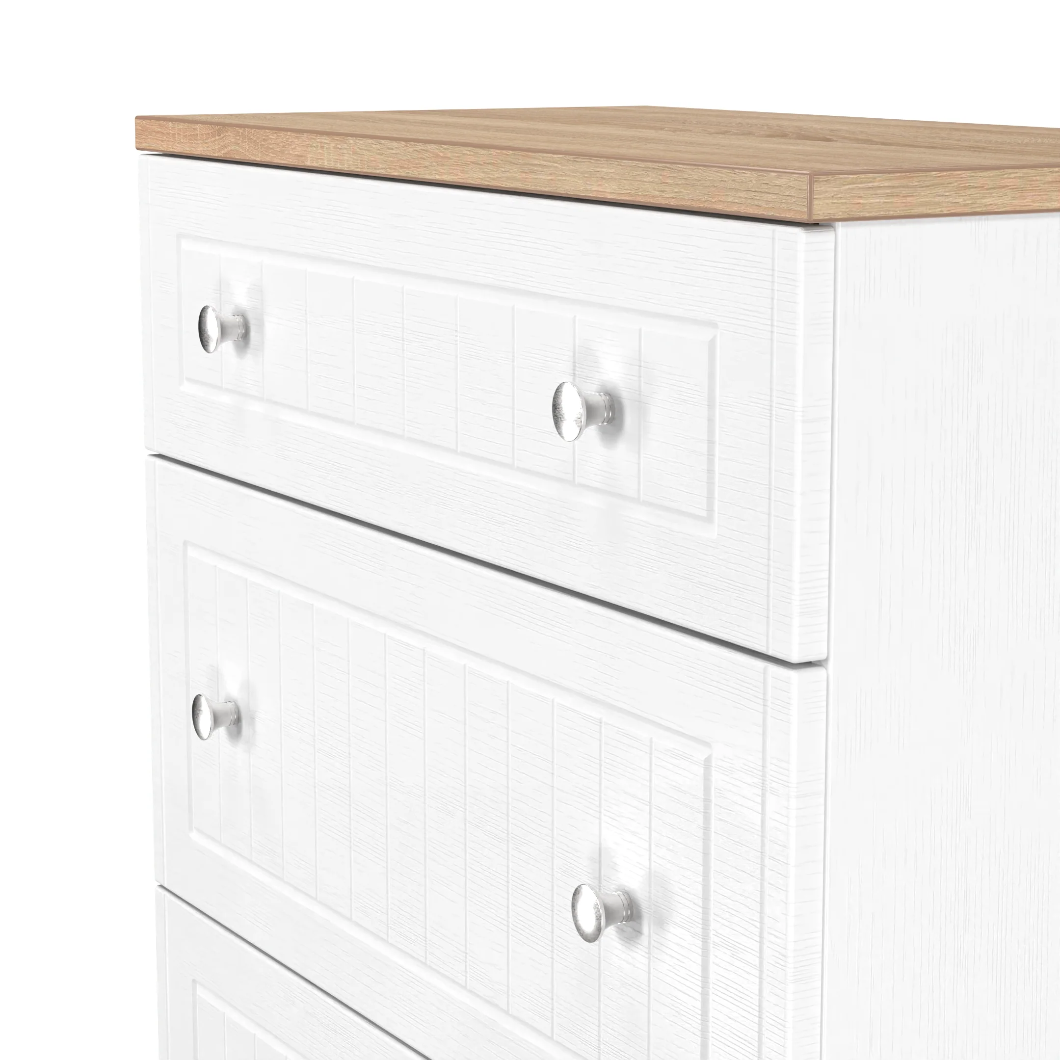 Lynton Ready Assembled 3 Drawer Deep Chest In Porcelain Ash & Bardolino Oak - Image 5