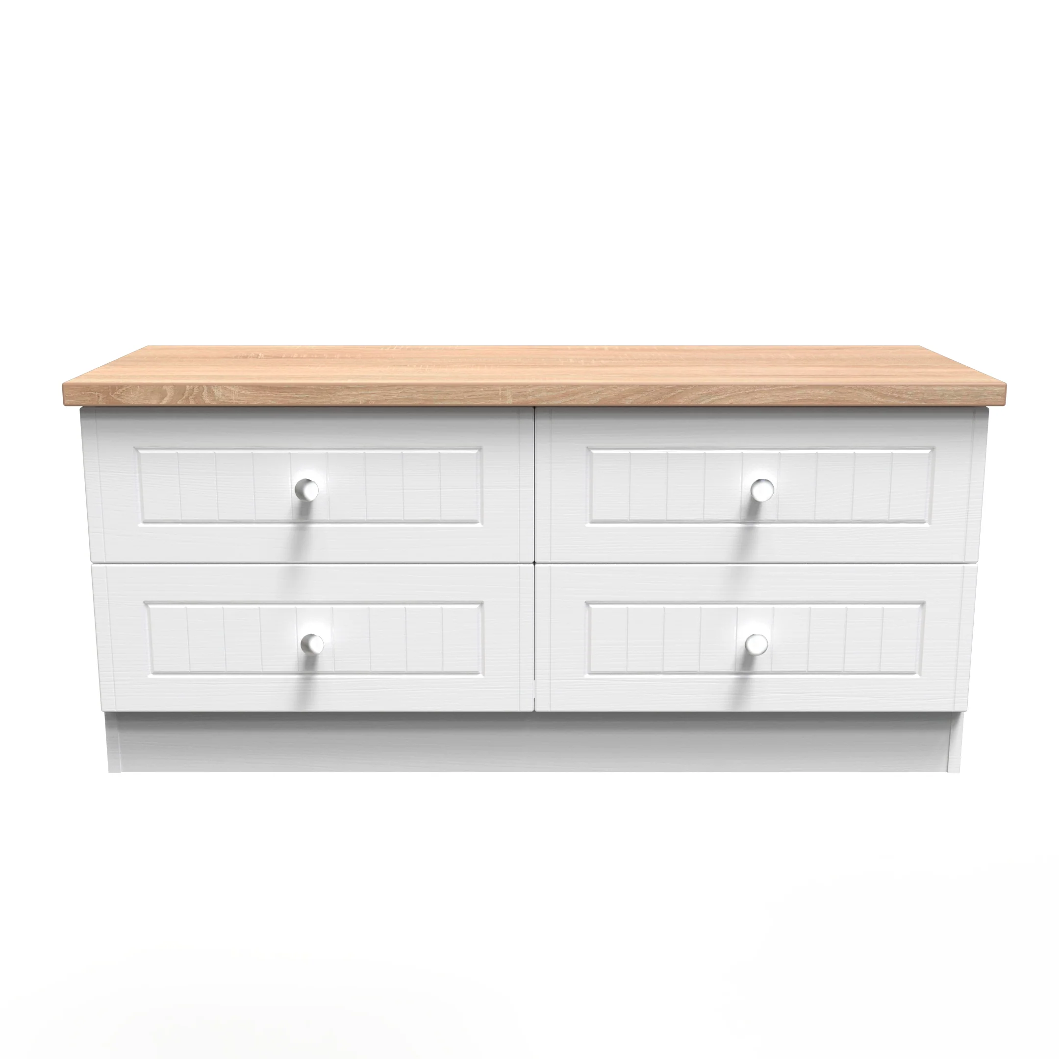 Lynton Ready Assembled 4 Drawer Bed Box In Porcelain Ash & Bardolino Oak