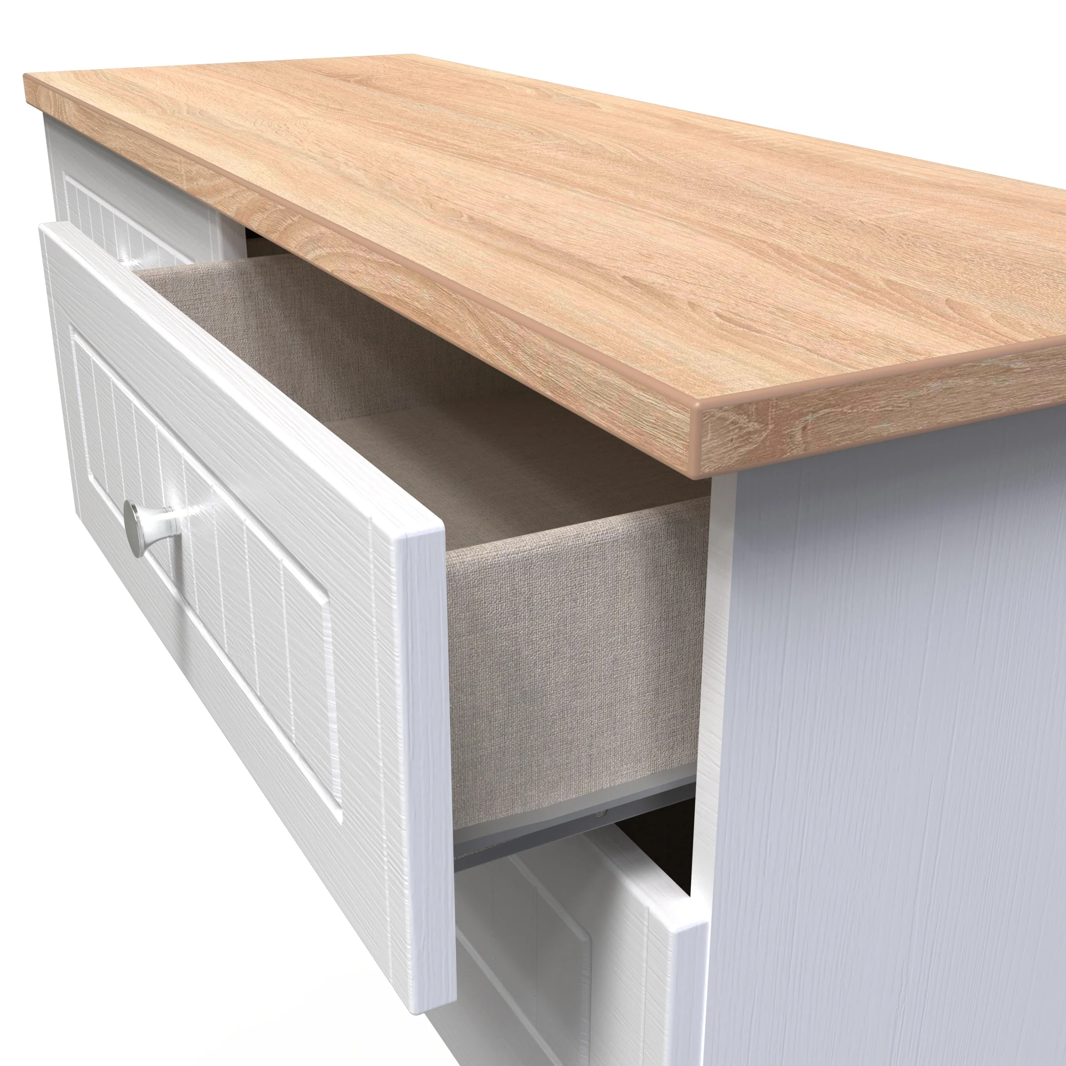 Lynton Ready Assembled 4 Drawer Bed Box In Porcelain Ash & Bardolino Oak - Image 5