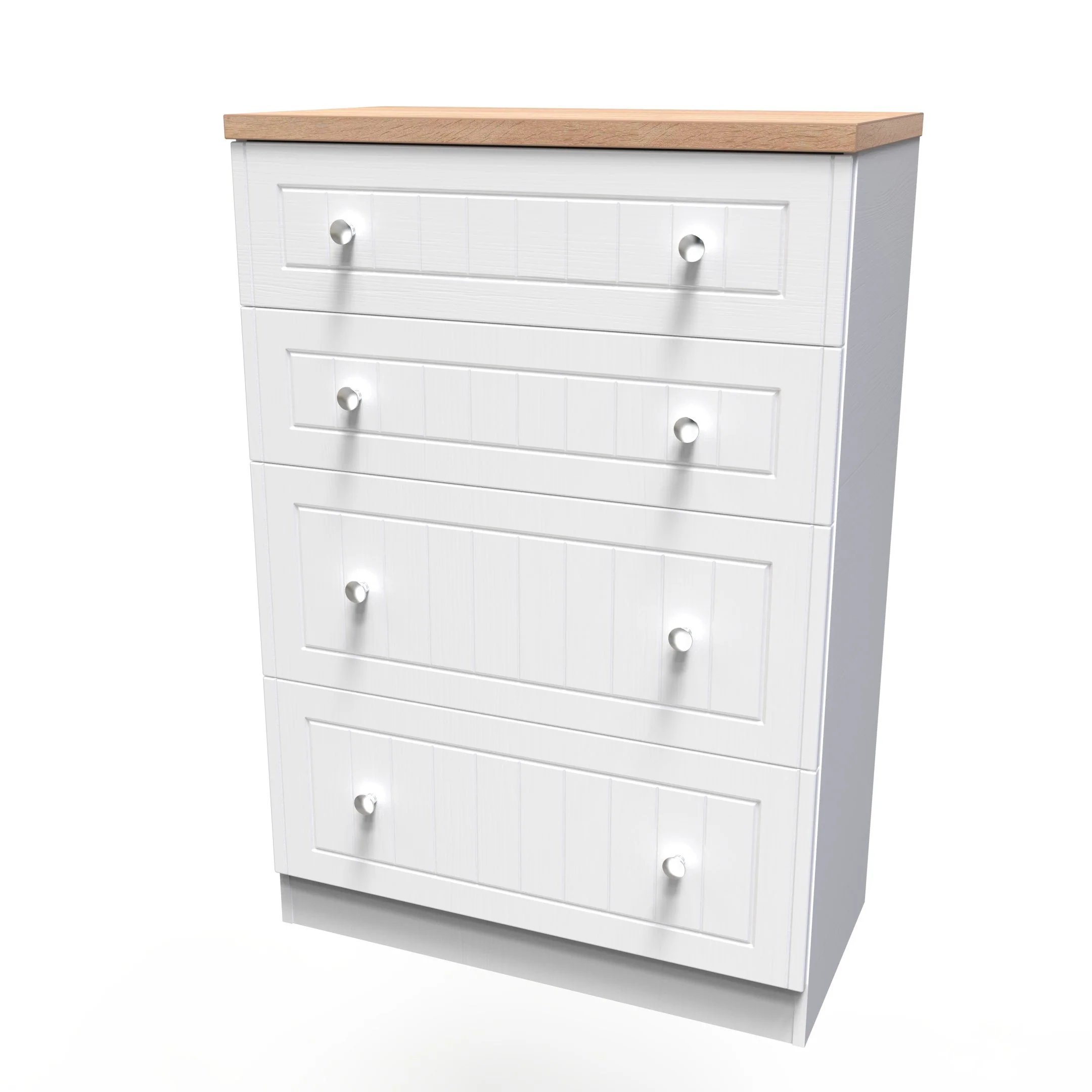 Lynton Ready Assembled 4 Drawer Deep Chest In Porcelain Ash & Bardolino Oak - Image 3