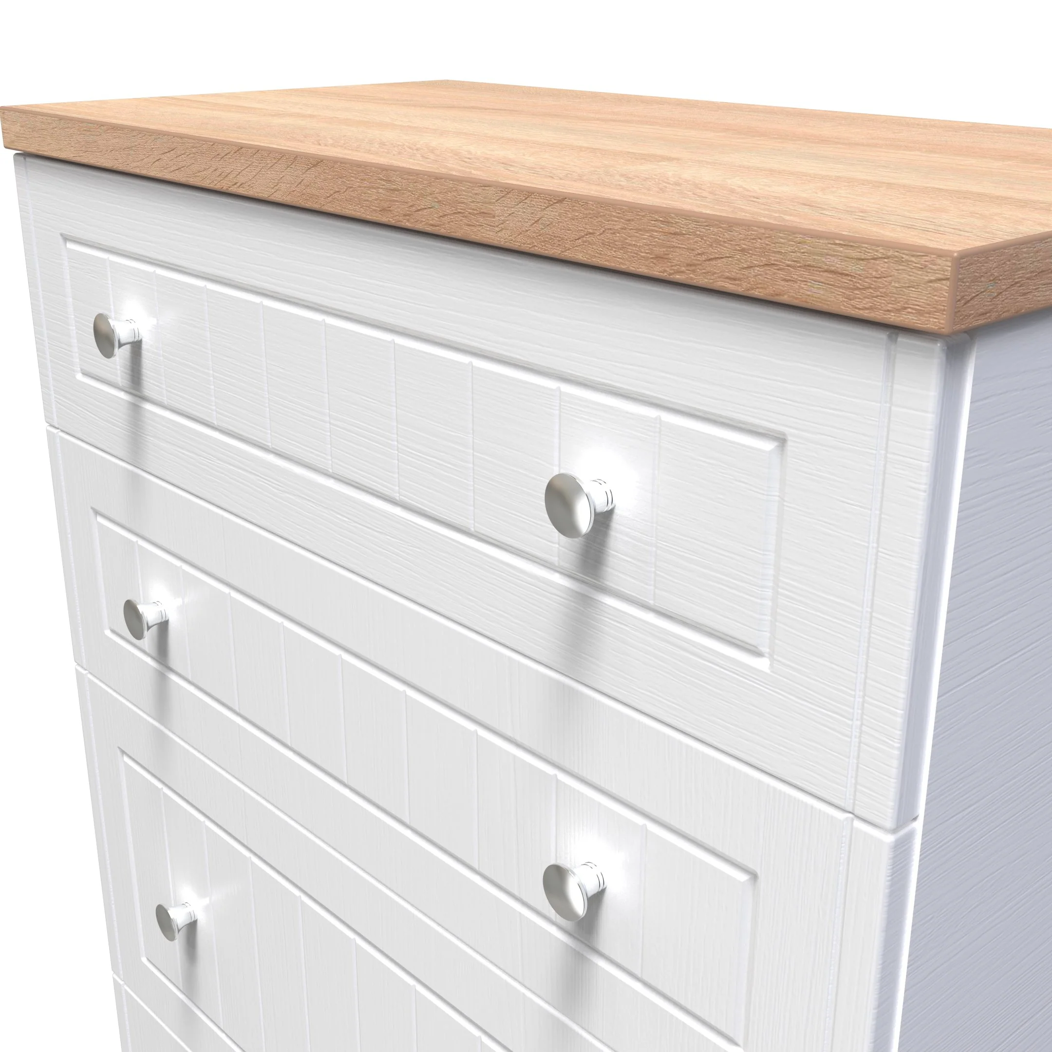 Lynton Ready Assembled 4 Drawer Deep Chest In Porcelain Ash & Bardolino Oak - Image 4