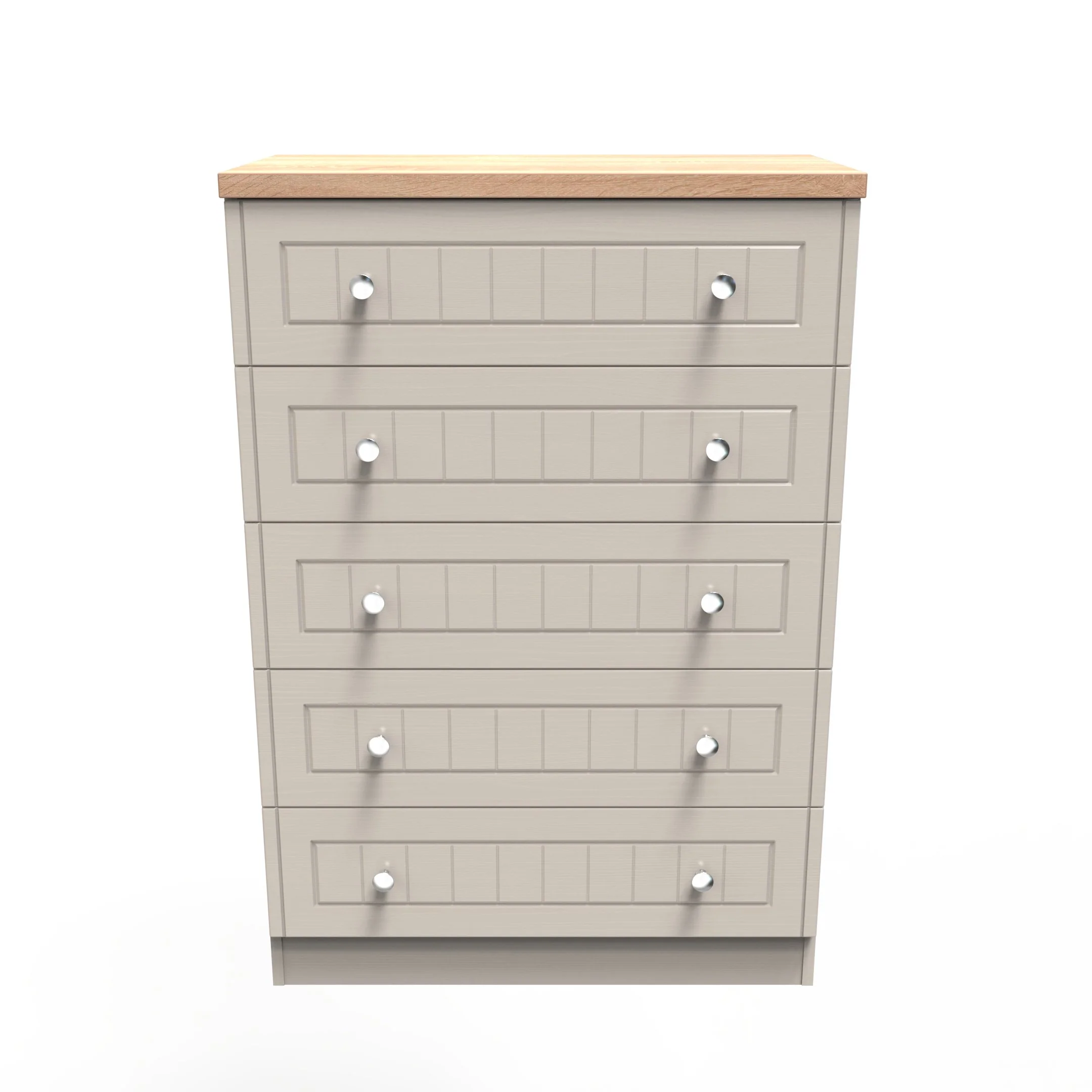 Lynton Ready Assembled 5 Drawer Chest In Kashmir Ash & Bardolino Oak