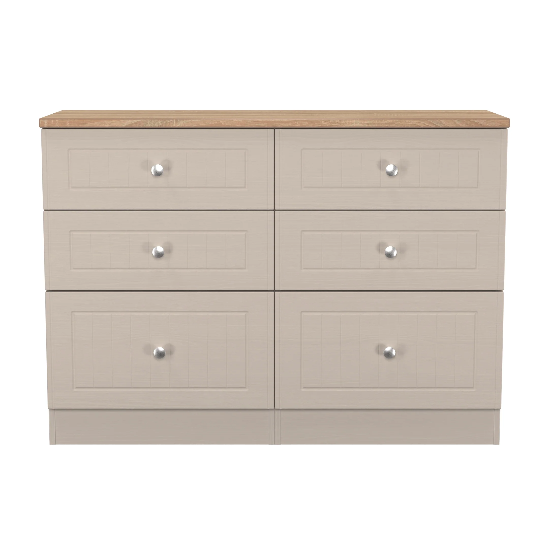 Lynton Ready Assembled 6 Drawer Wide Chest In Kashmir Ash & Bardolino Oak
