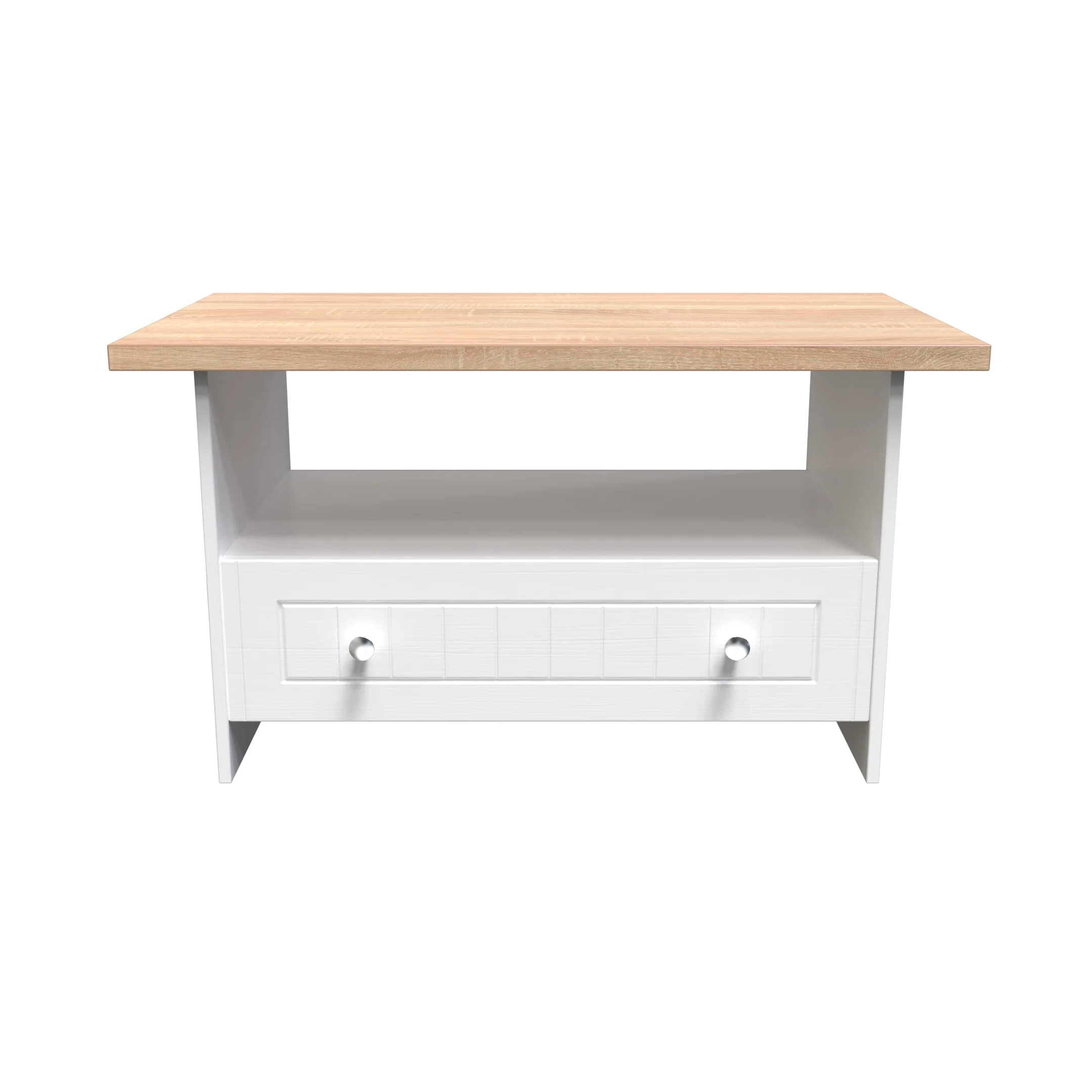 Lynton Ready Assembled Bottom Drawer Coffee Table In Porcelain Ash & Bardolino Oak - Image 2