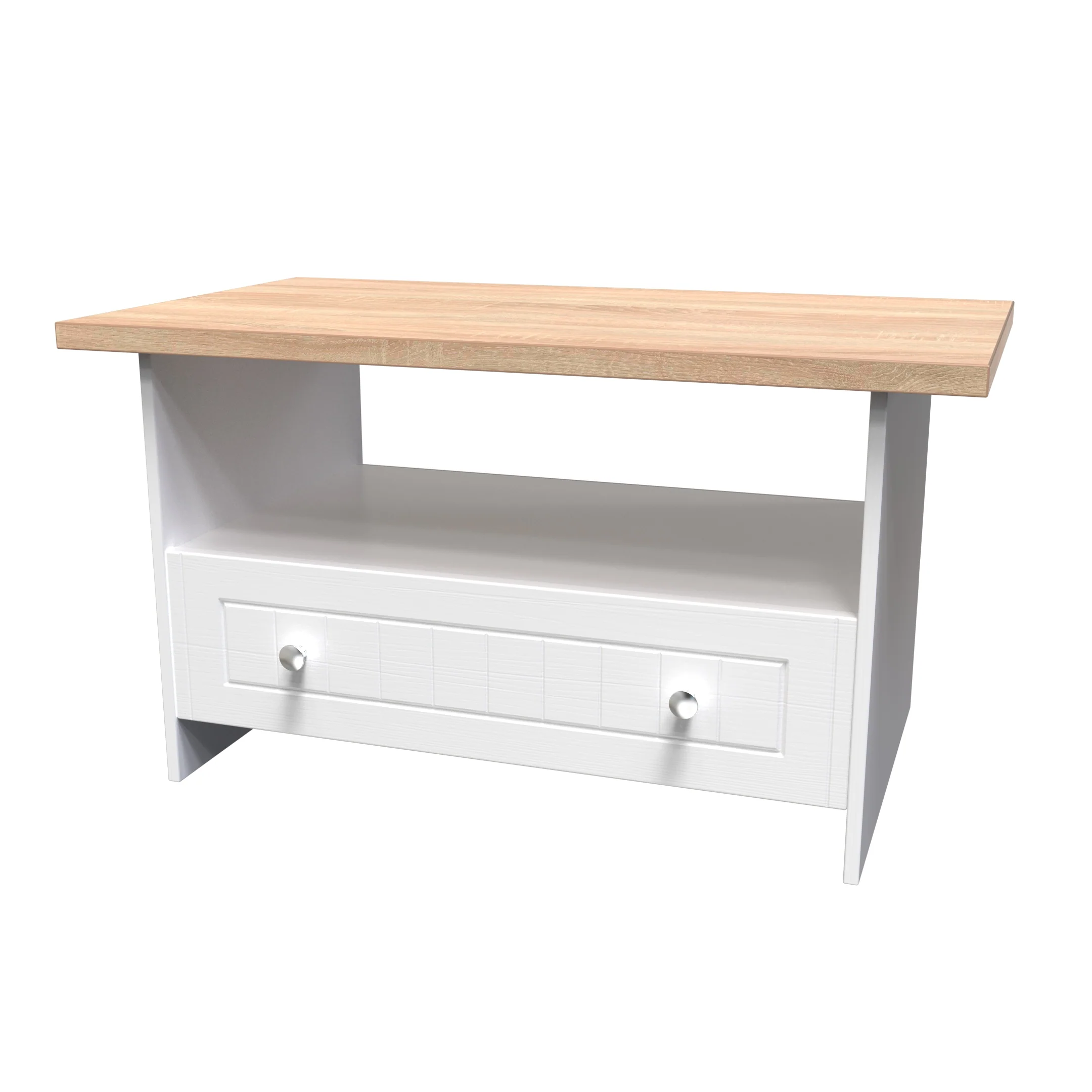 Lynton Ready Assembled Bottom Drawer Coffee Table In Porcelain Ash & Bardolino Oak - Image 4