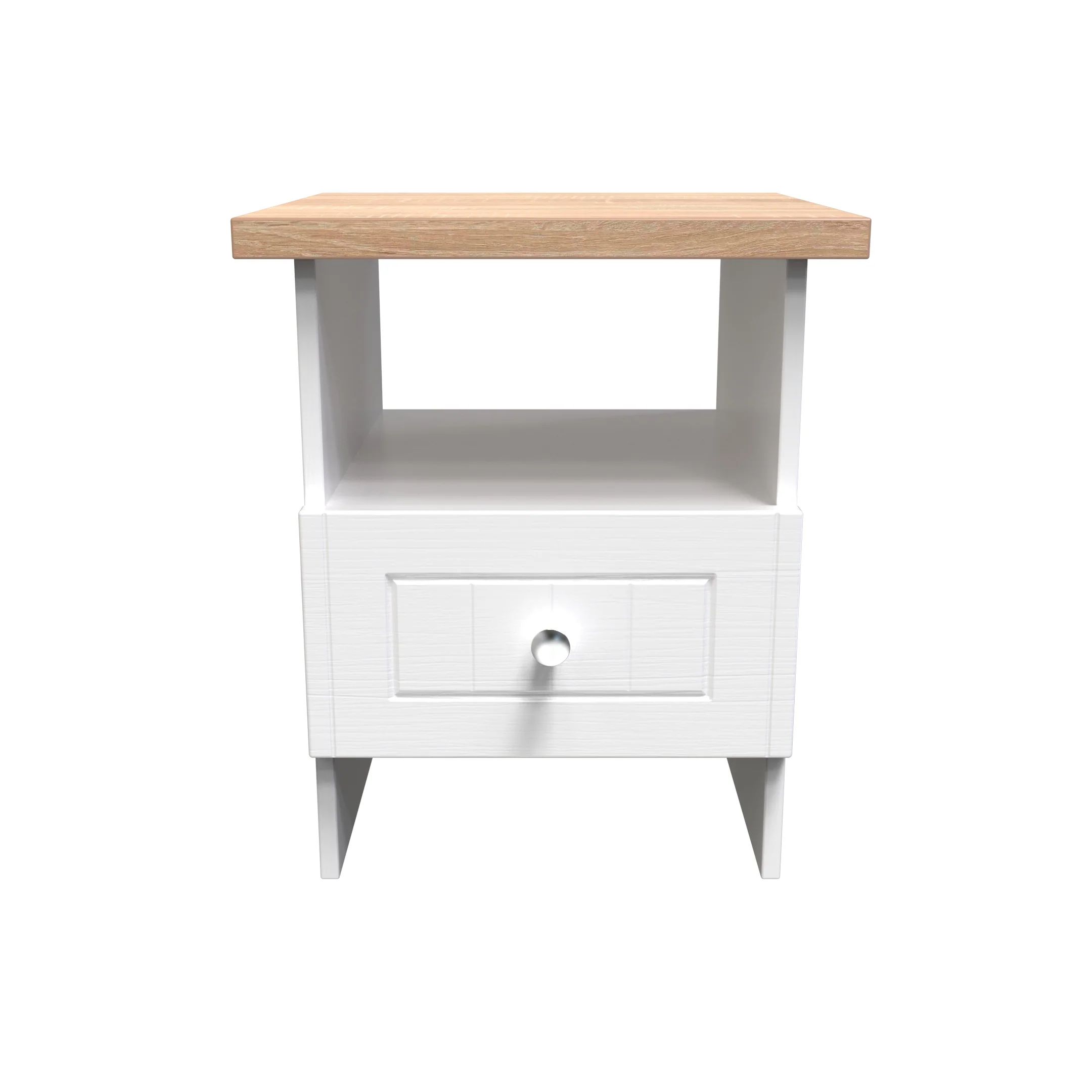 Lynton Ready Assembled Bottom Drawer Lamp Table In Porcelain Ash & Bardolino Oak