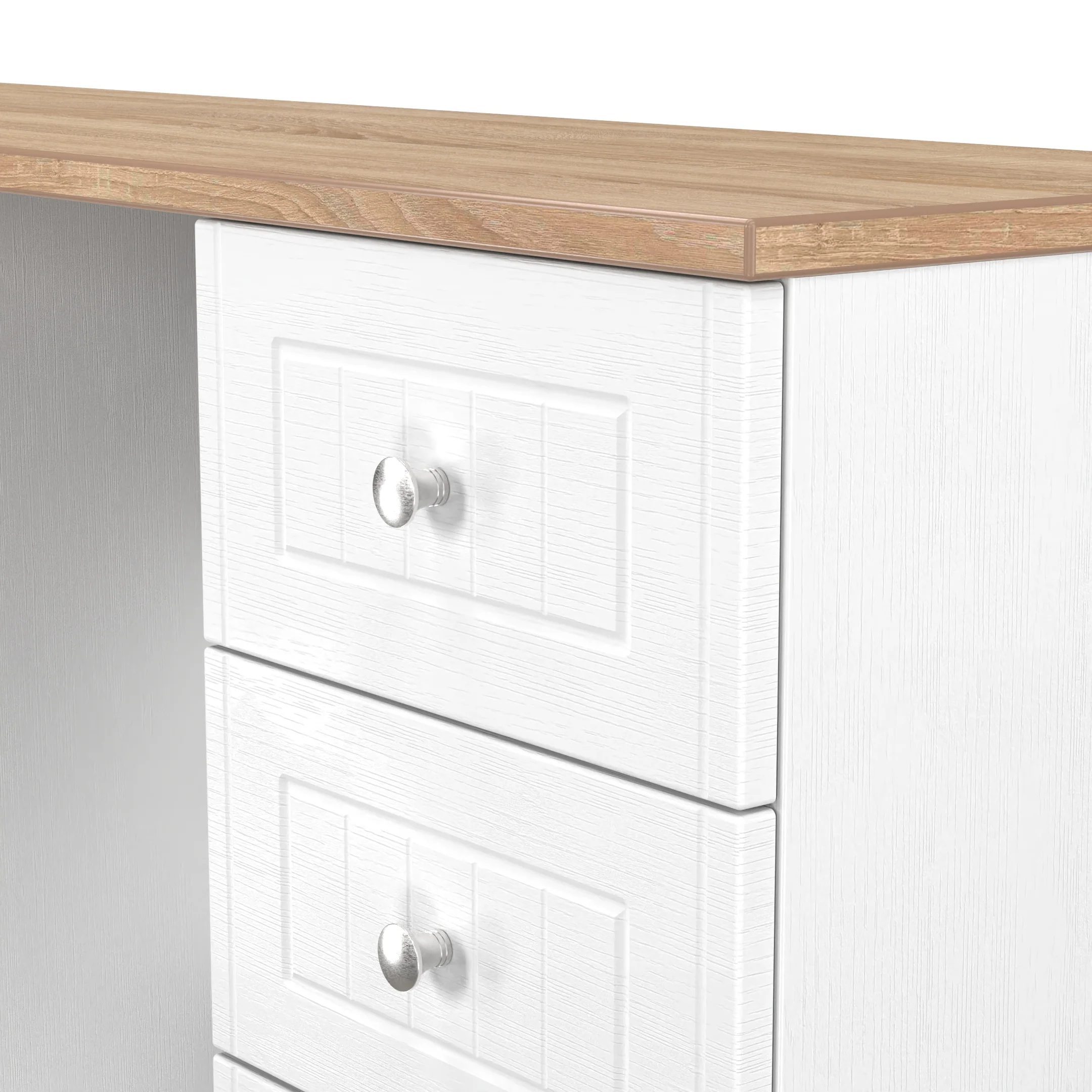 Lynton Ready Assembled Double Pedestal Desk In Porcelain Ash & Bardolino Oak - Image 5