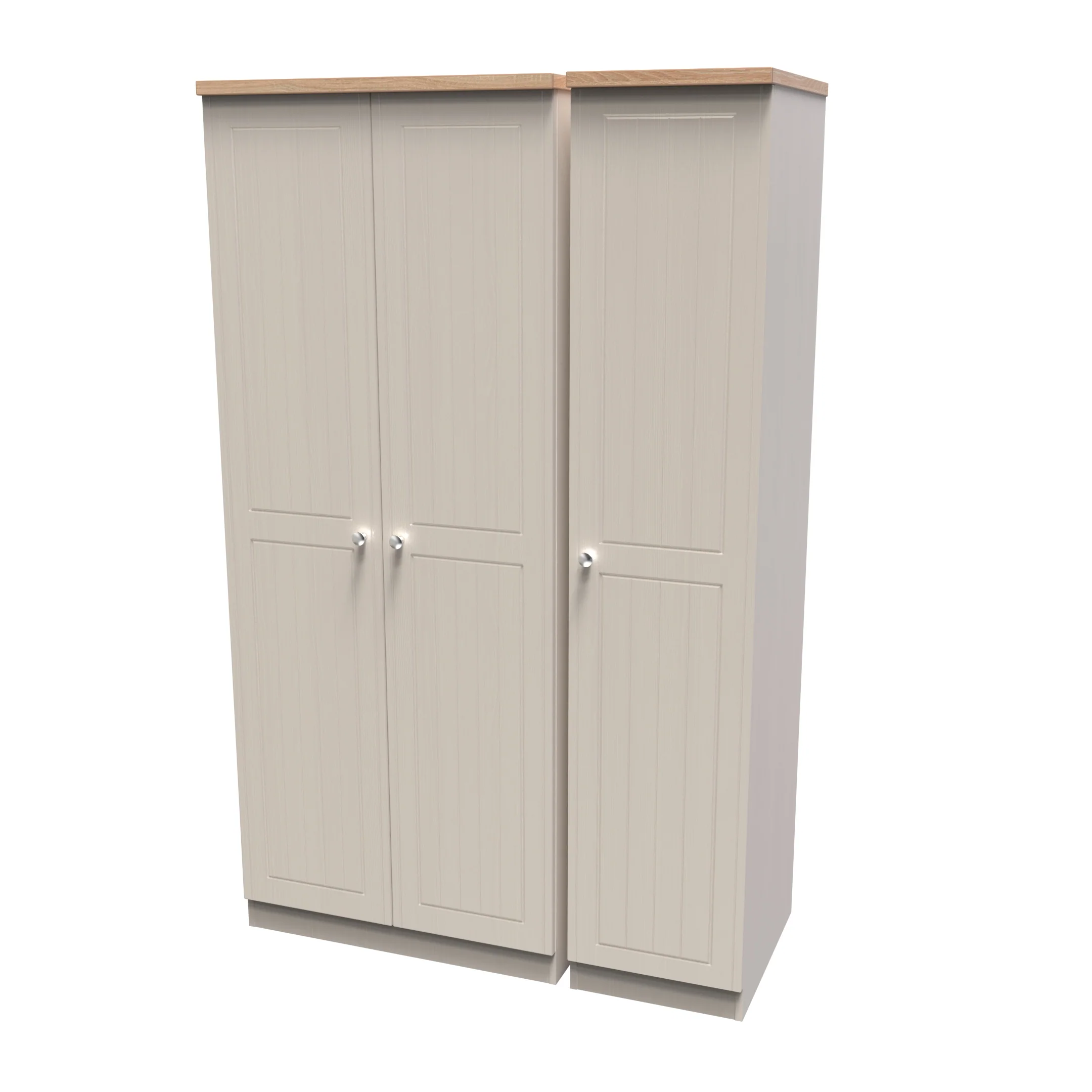 Lynton Ready Assembled Triple Plain Wardrobe In Kashmir Ash & Bardolino Oak - Image 3