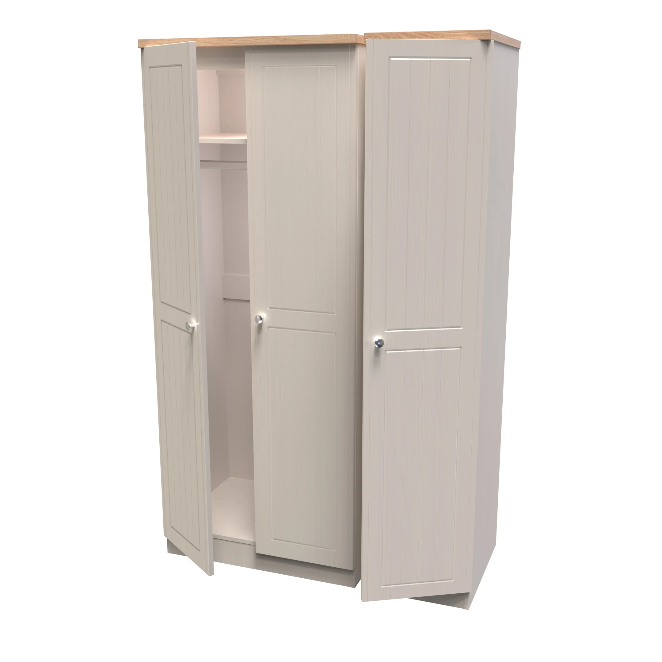 Lynton Ready Assembled Triple Plain Wardrobe In Kashmir Ash & Bardolino Oak - Image 5