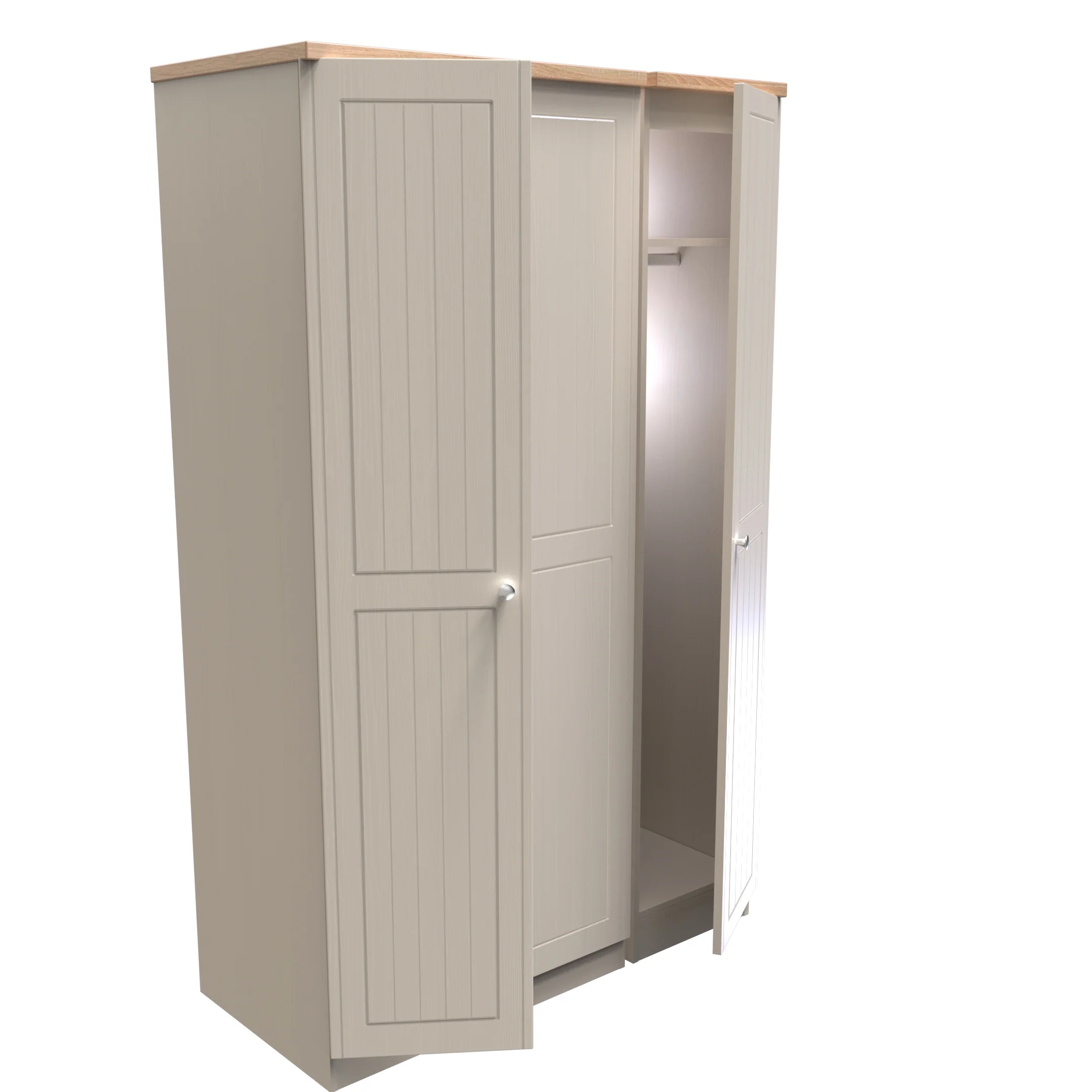 Lynton Ready Assembled Triple Plain Wardrobe In Kashmir Ash & Bardolino Oak - Image 6