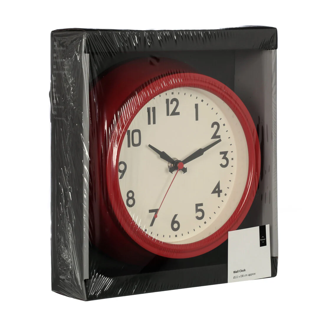 Maddox Red Metal 22cm Wall Clock - Image 5