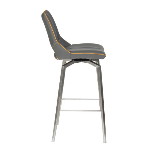 Mako Swivel Leather Effect Graphite Grey Bar Chair - Image 9