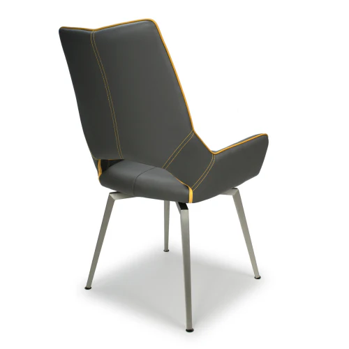 Mako Swivel Leather Effect Graphite Grey Dining Chair - Set Of 2 - Image 2