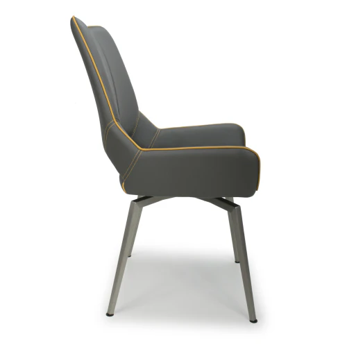 Mako Swivel Leather Effect Graphite Grey Dining Chair - Set Of 2 - Image 3