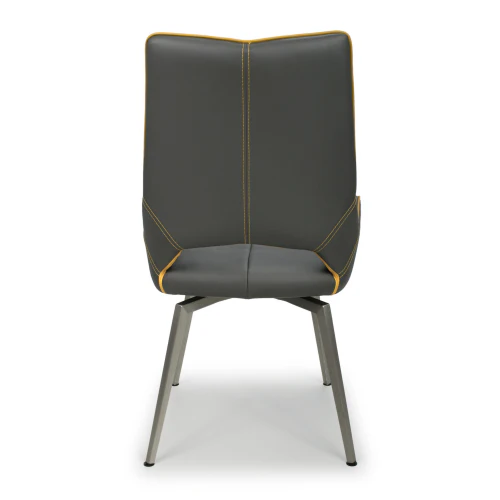 Mako Swivel Leather Effect Graphite Grey Dining Chair - Set Of 2 - Image 5