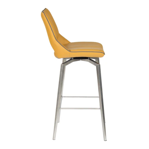 Mako Swivel Leather Effect Yellow Bar Chair - Image 3