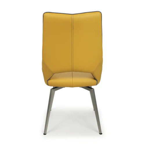 Mako Swivel Leather Effect Yellow Dining Chair - Set Of 2 - Image 12