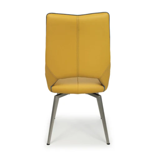 Mako Swivel Leather Effect Yellow Dining Chair - Set Of 2 - Image 5
