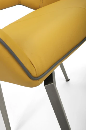 Mako Swivel Leather Effect Yellow Dining Chair - Set Of 2 - Image 7