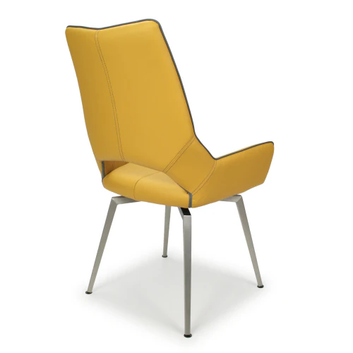 Mako Swivel Leather Effect Yellow Dining Chair - Set Of 2 - Image 9