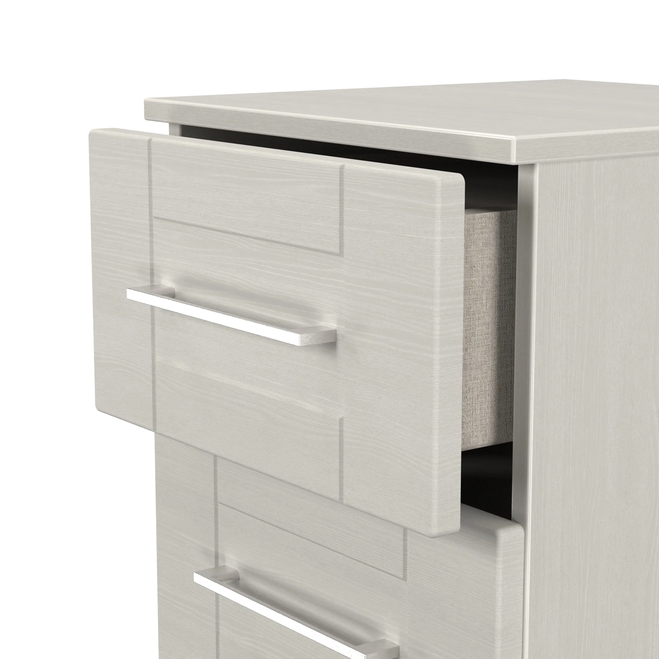 Malton Ready Assembled 3 Drawer Bedside Cabinet in Grey Ash - Image 6