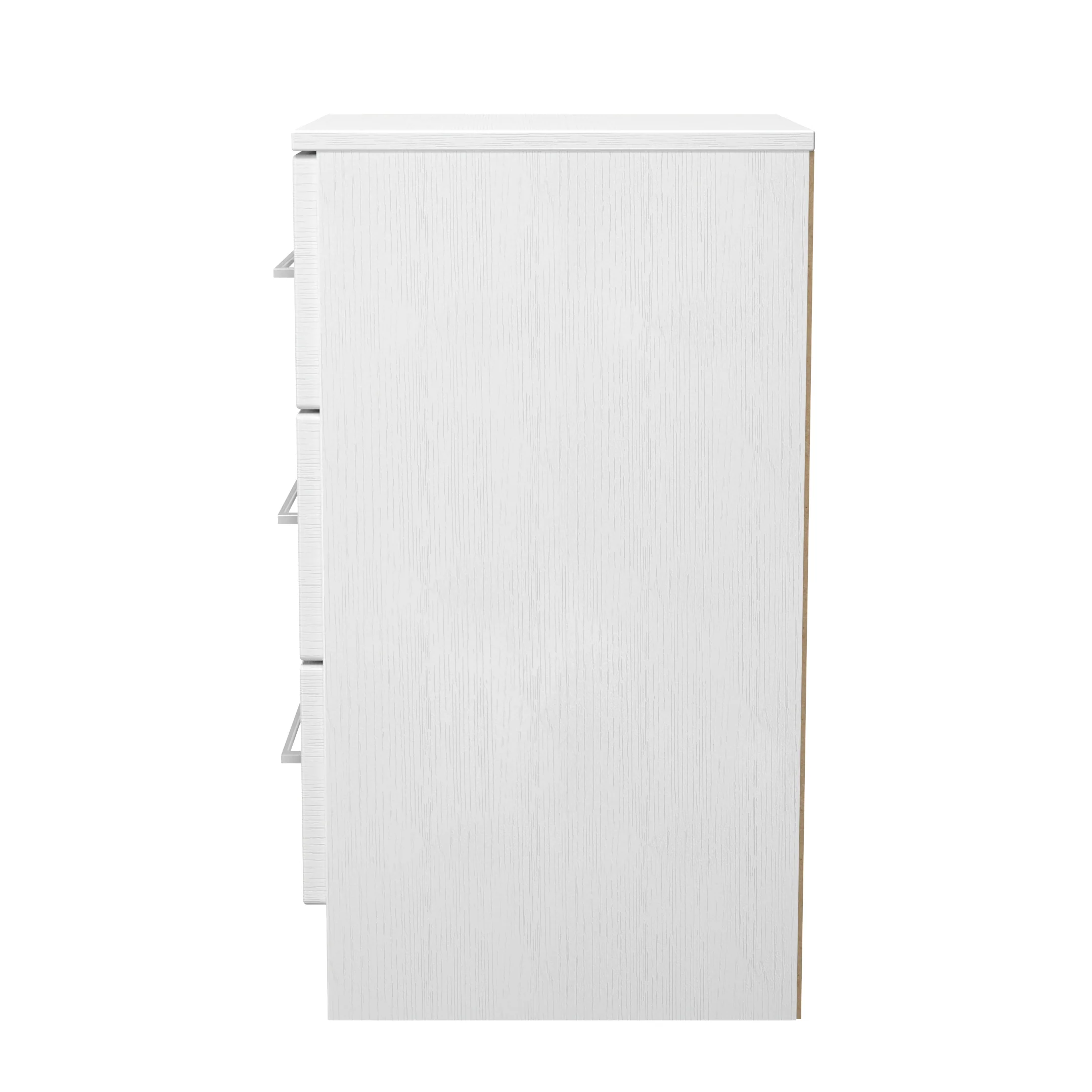 Malton Ready Assembled 3 Drawer Bedside Cabinet in White Ash - Image 3