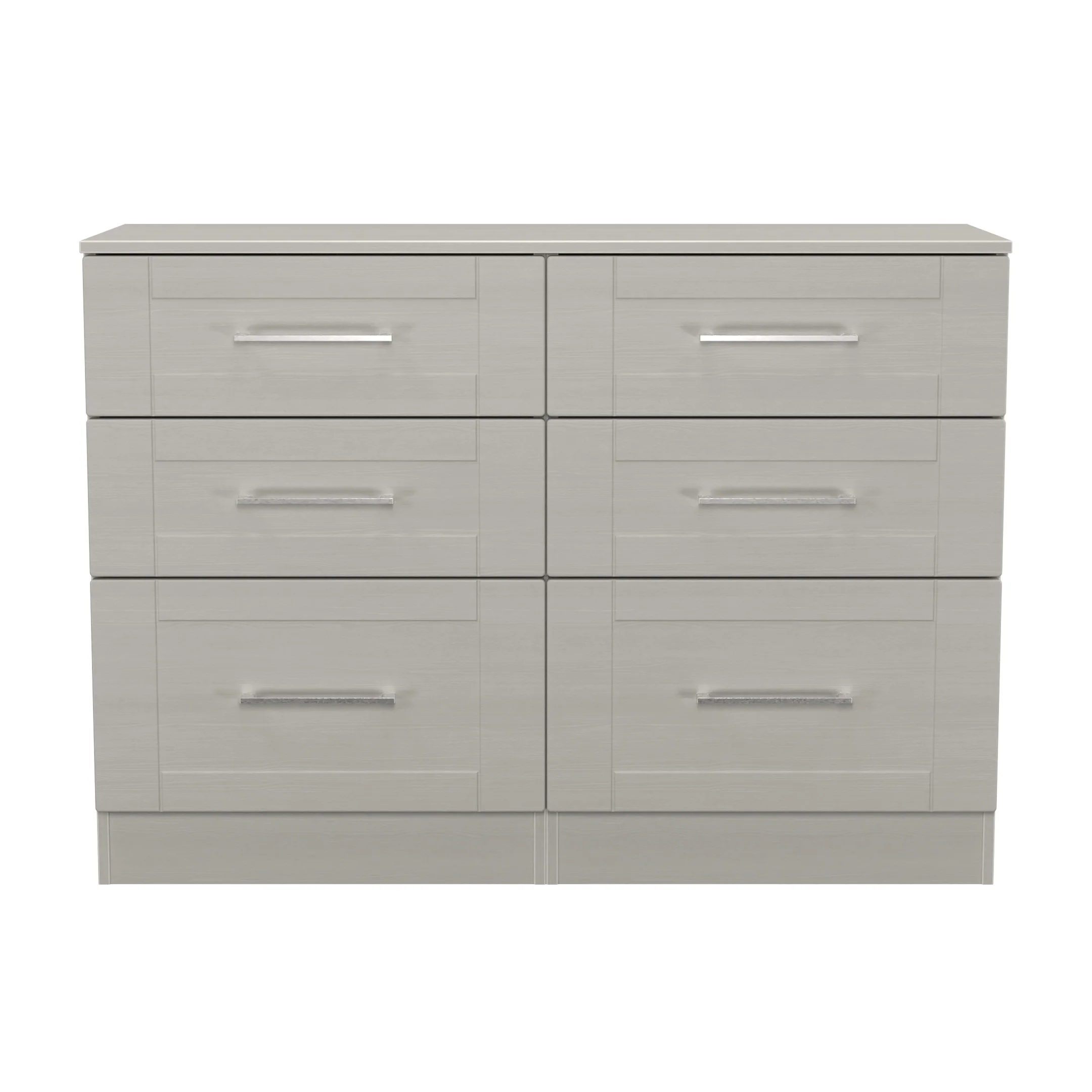 Malton Ready Assembled 6 Drawer Wide Chest in Grey Ash