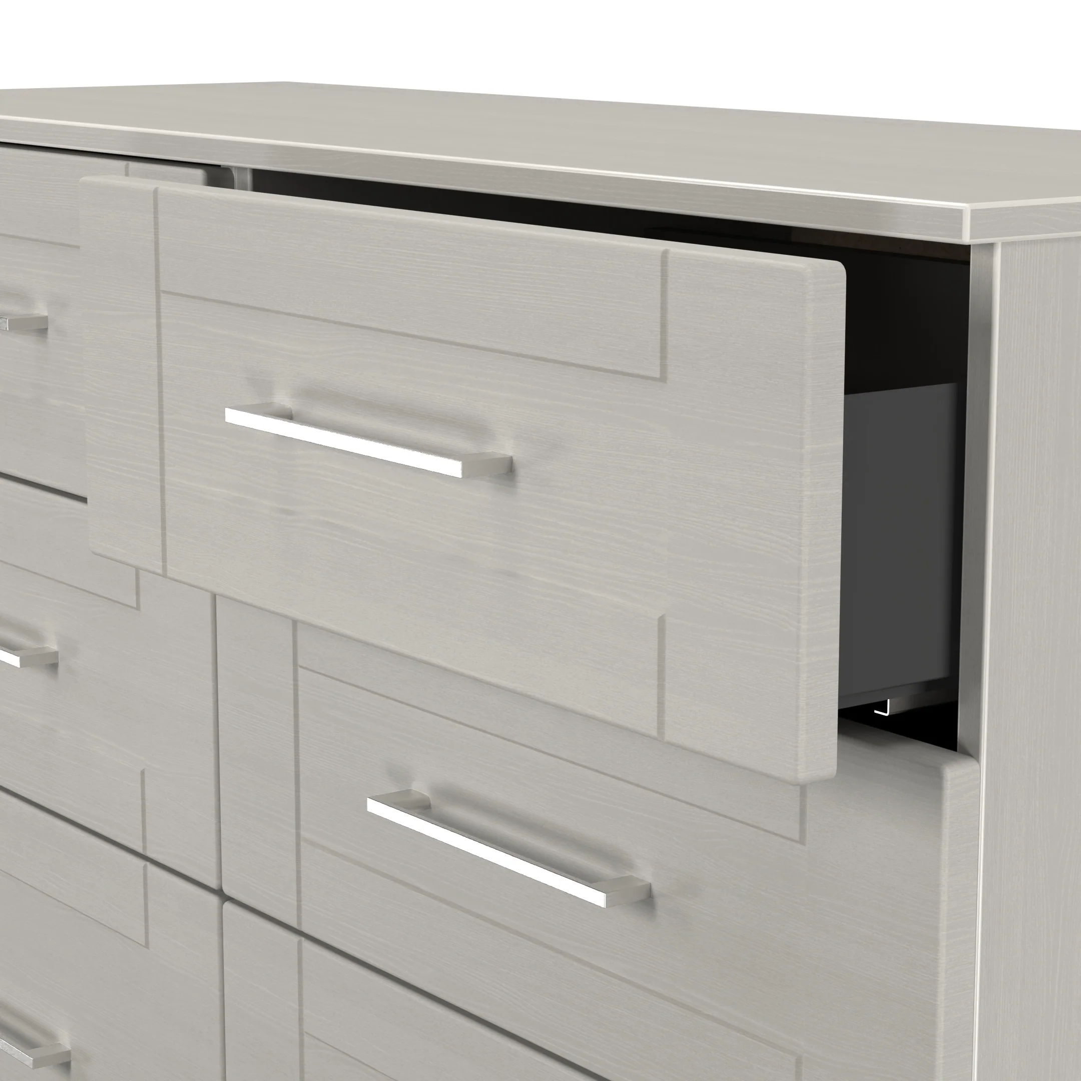 Malton Ready Assembled 6 Drawer Wide Chest in Grey Ash - Image 5