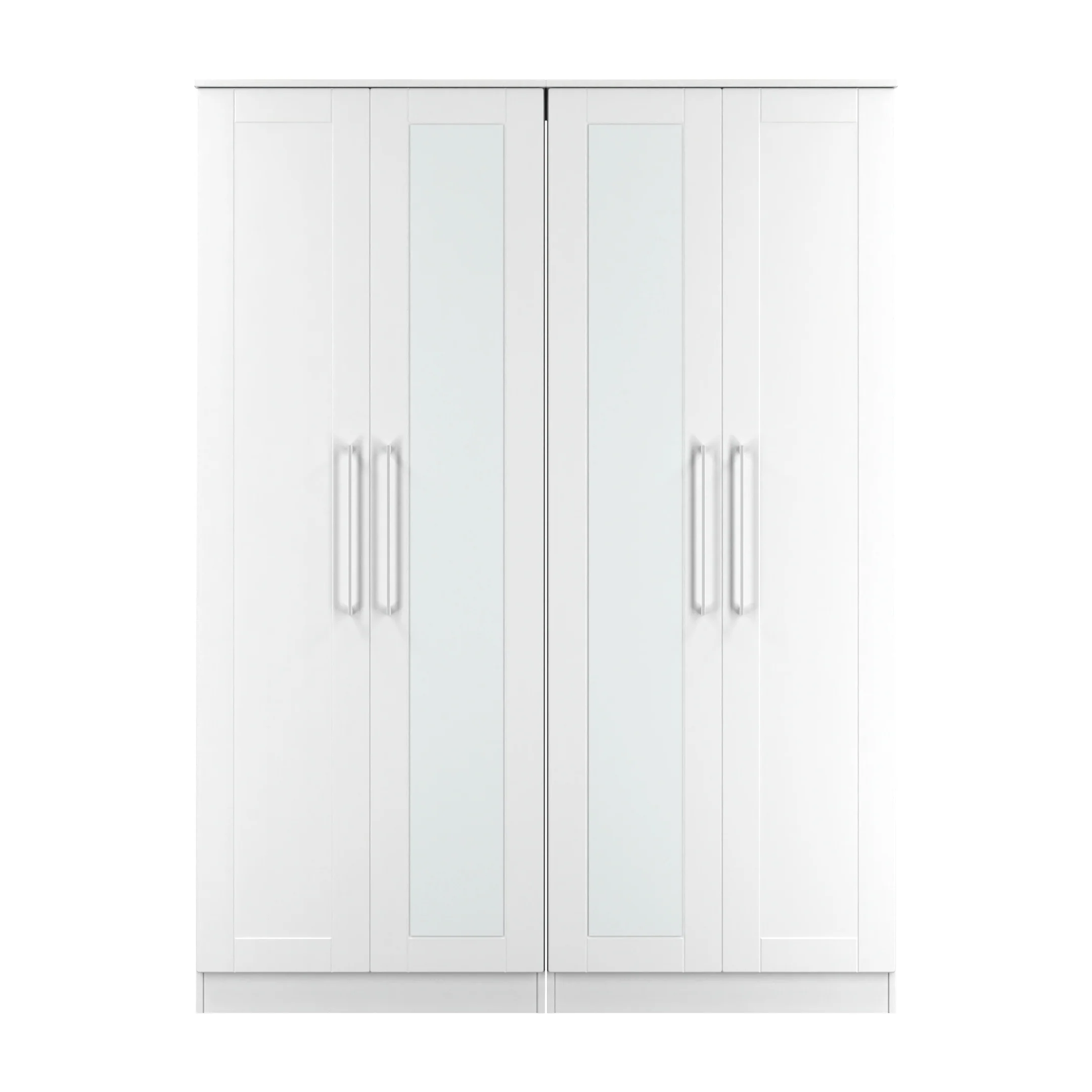 Malton Ready Assembled Tall 4 Door 2 Centre Mirrors In White Ash - Image 2