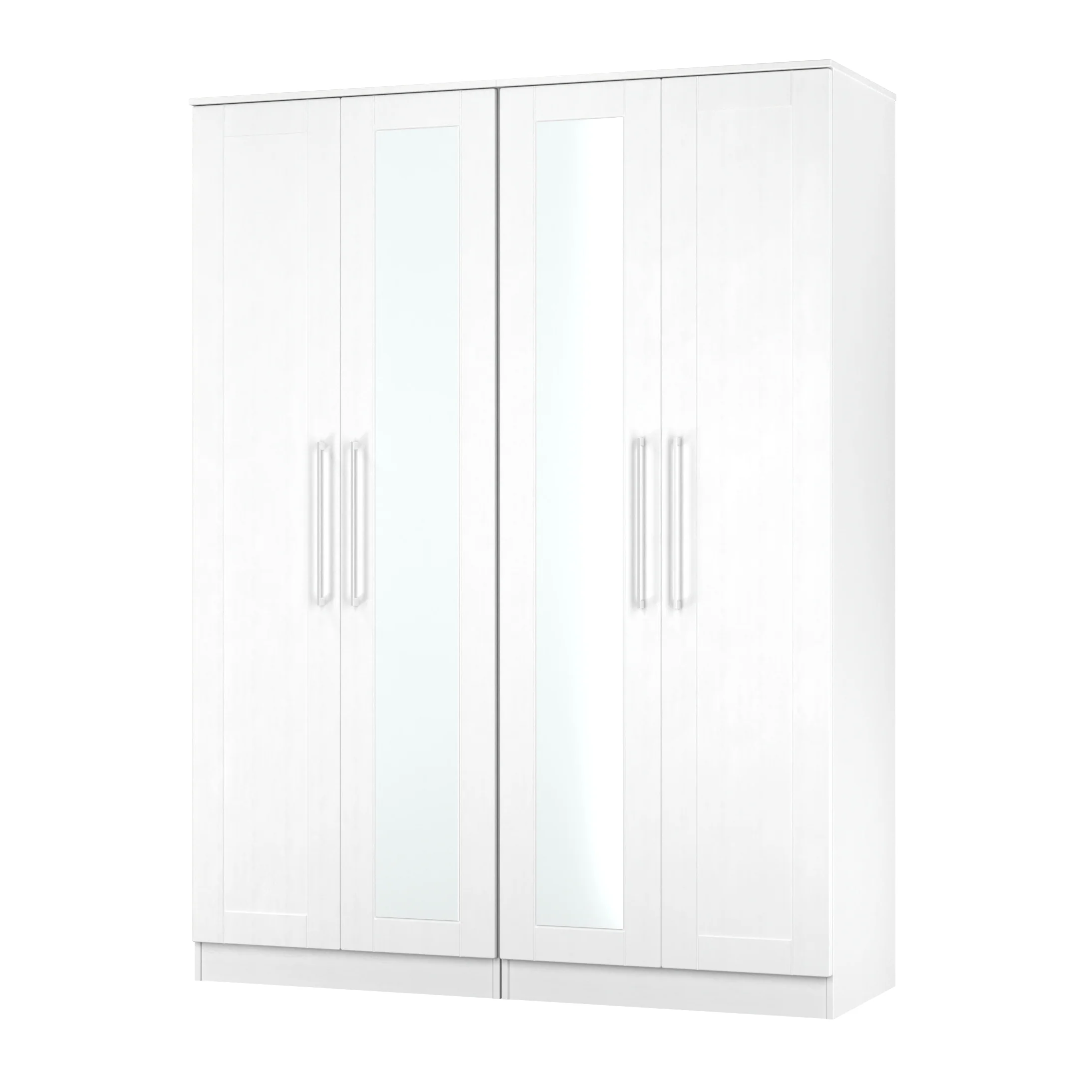 Malton Ready Assembled Tall 4 Door 2 Centre Mirrors In White Ash - Image 4