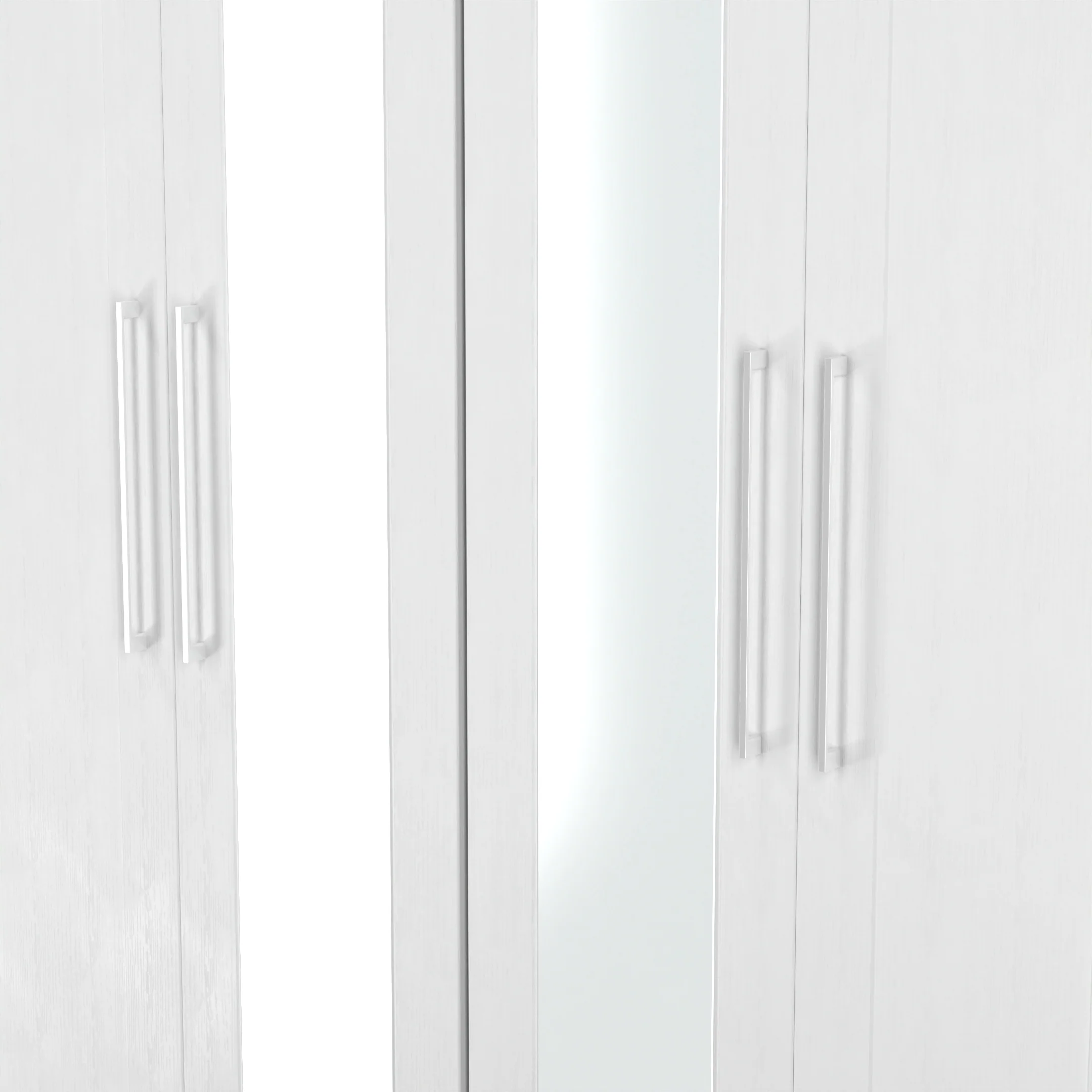 Malton Ready Assembled Tall 4 Door 2 Centre Mirrors In White Ash - Image 5