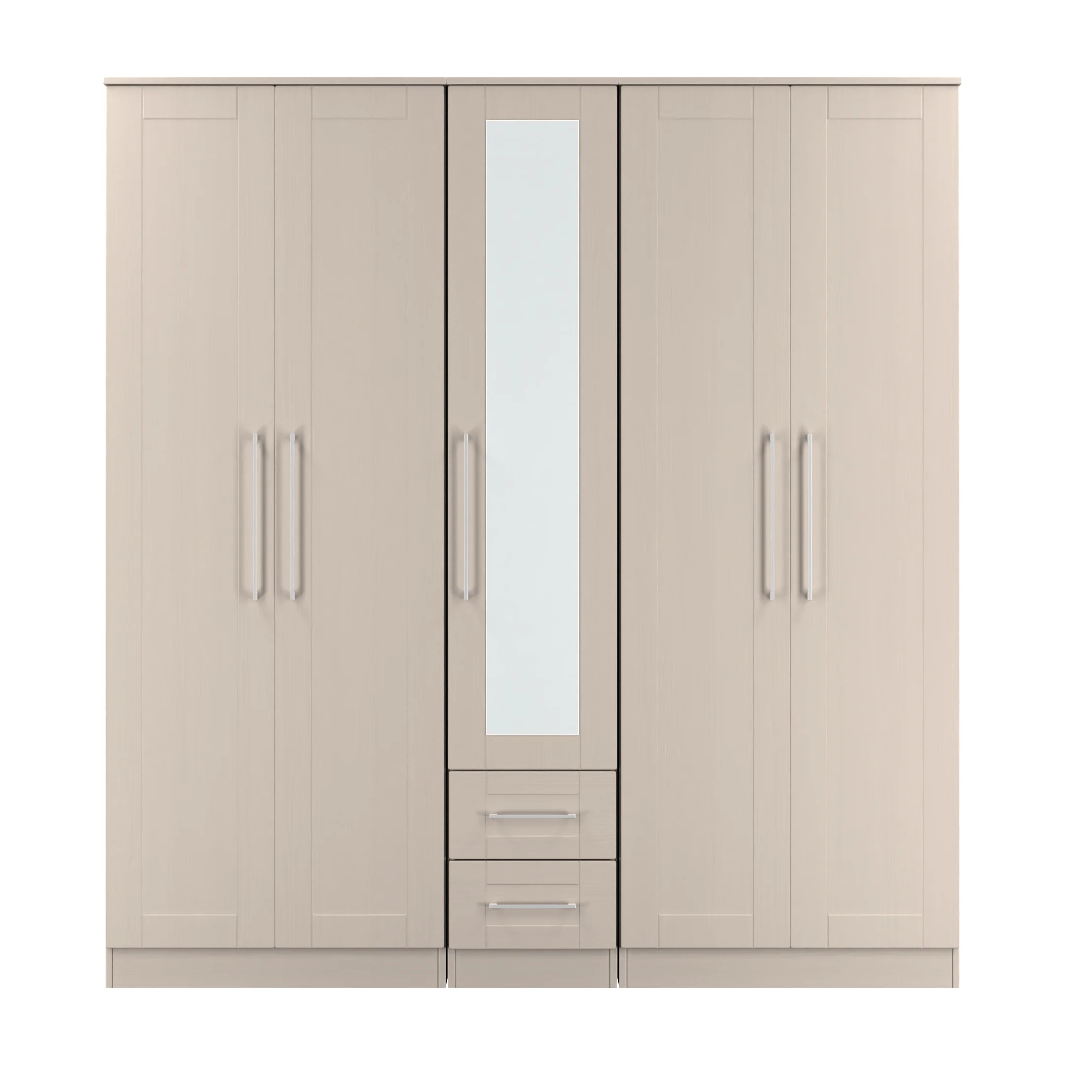 Malton Ready Assembled Tall 5 Door 2 Drawer 1 Mirror Wardrobe in Kashmir Ash - Image 2