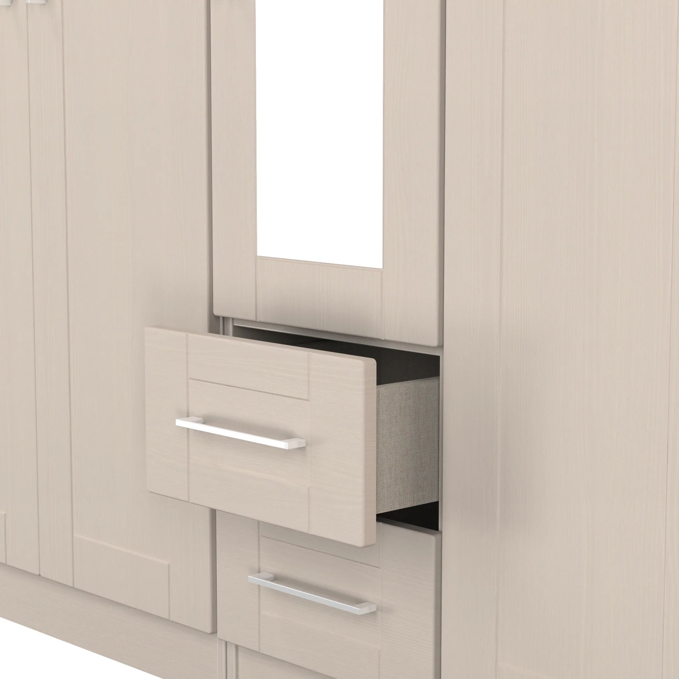 Malton Ready Assembled Tall 5 Door 2 Drawer 1 Mirror Wardrobe in Kashmir Ash - Image 8