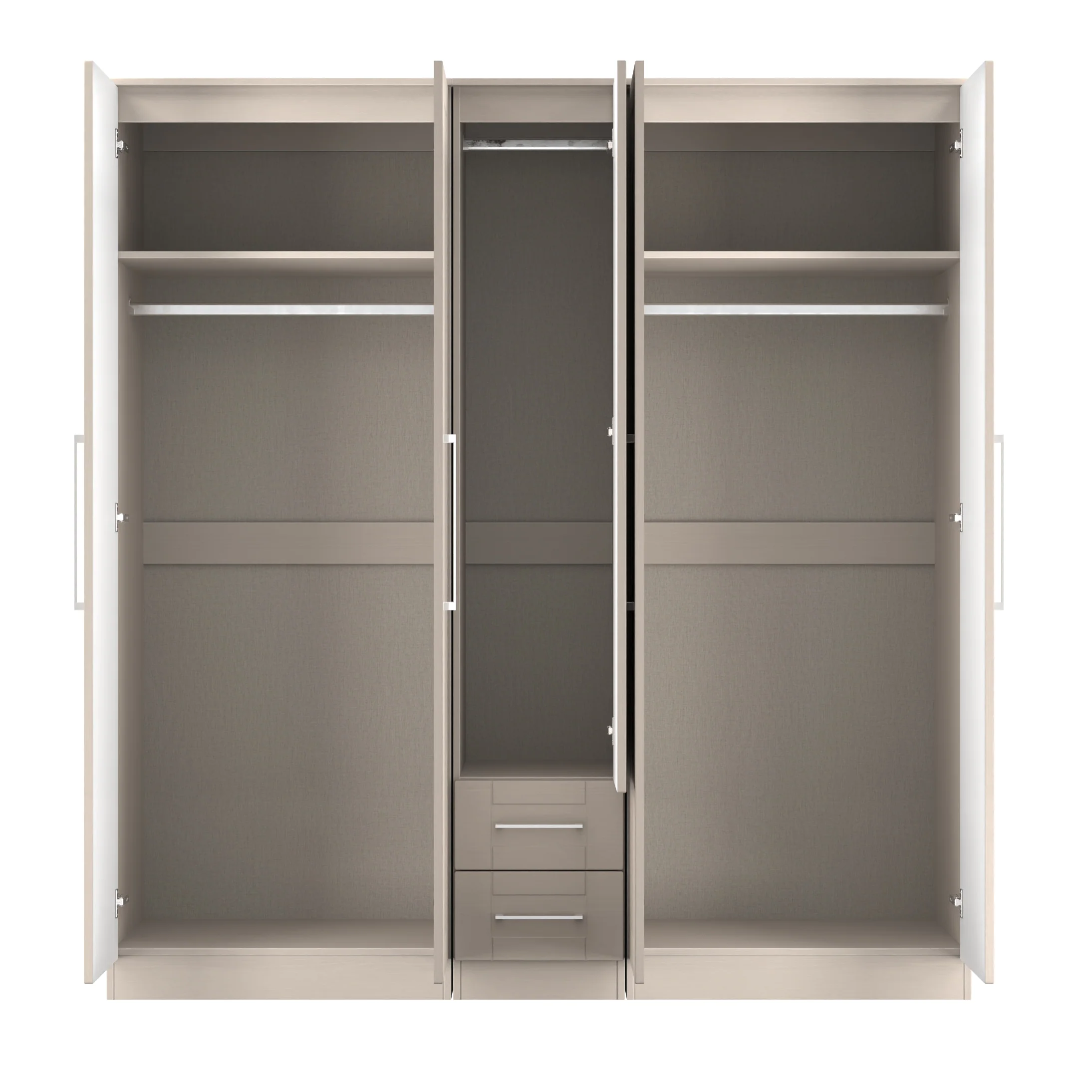 Malton Ready Assembled Tall 5 Door 2 Drawer 1 Mirror Wardrobe in Kashmir Ash - Image 9