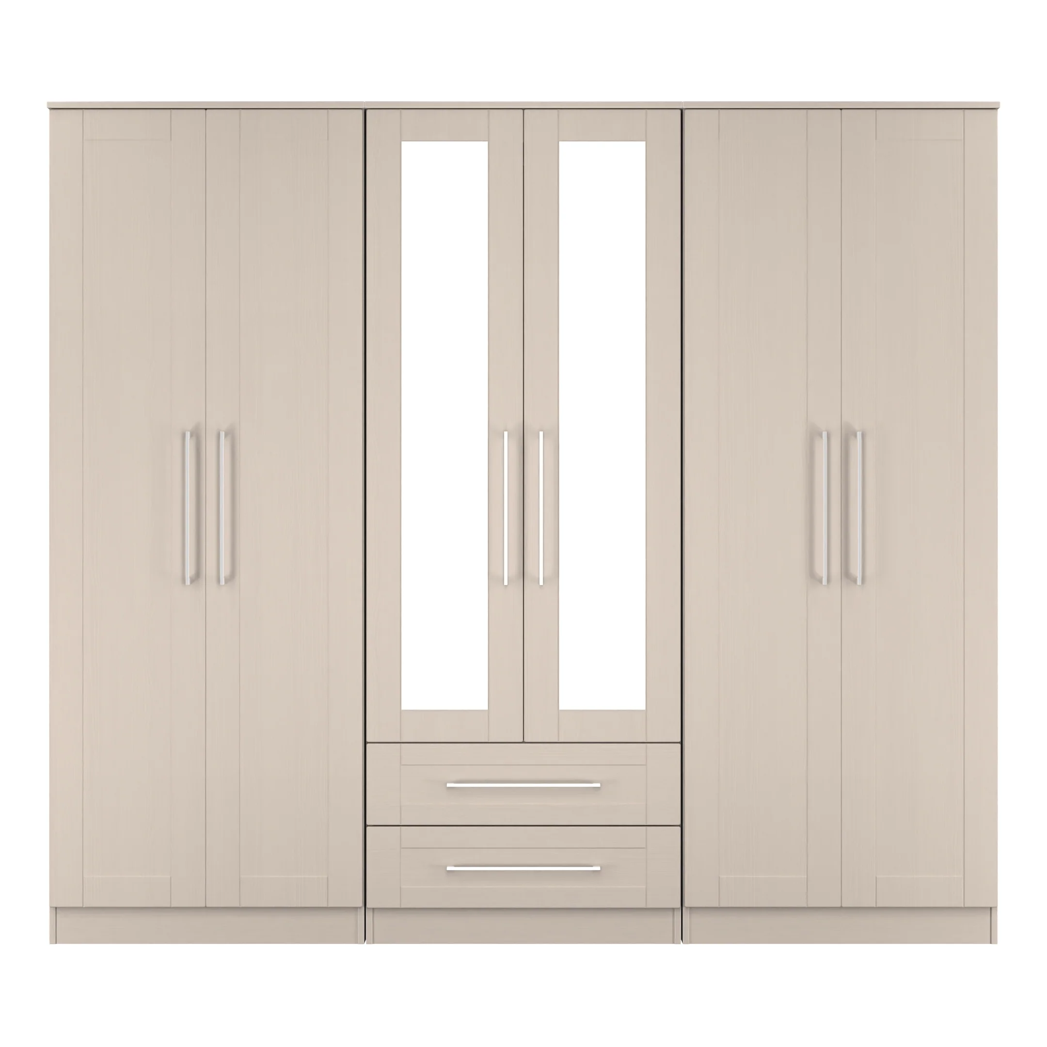 Malton Ready Assembled Tall 6 Door 2 Drawer 2 Mirror Wardrobe In Kashmir Ash - Image 2