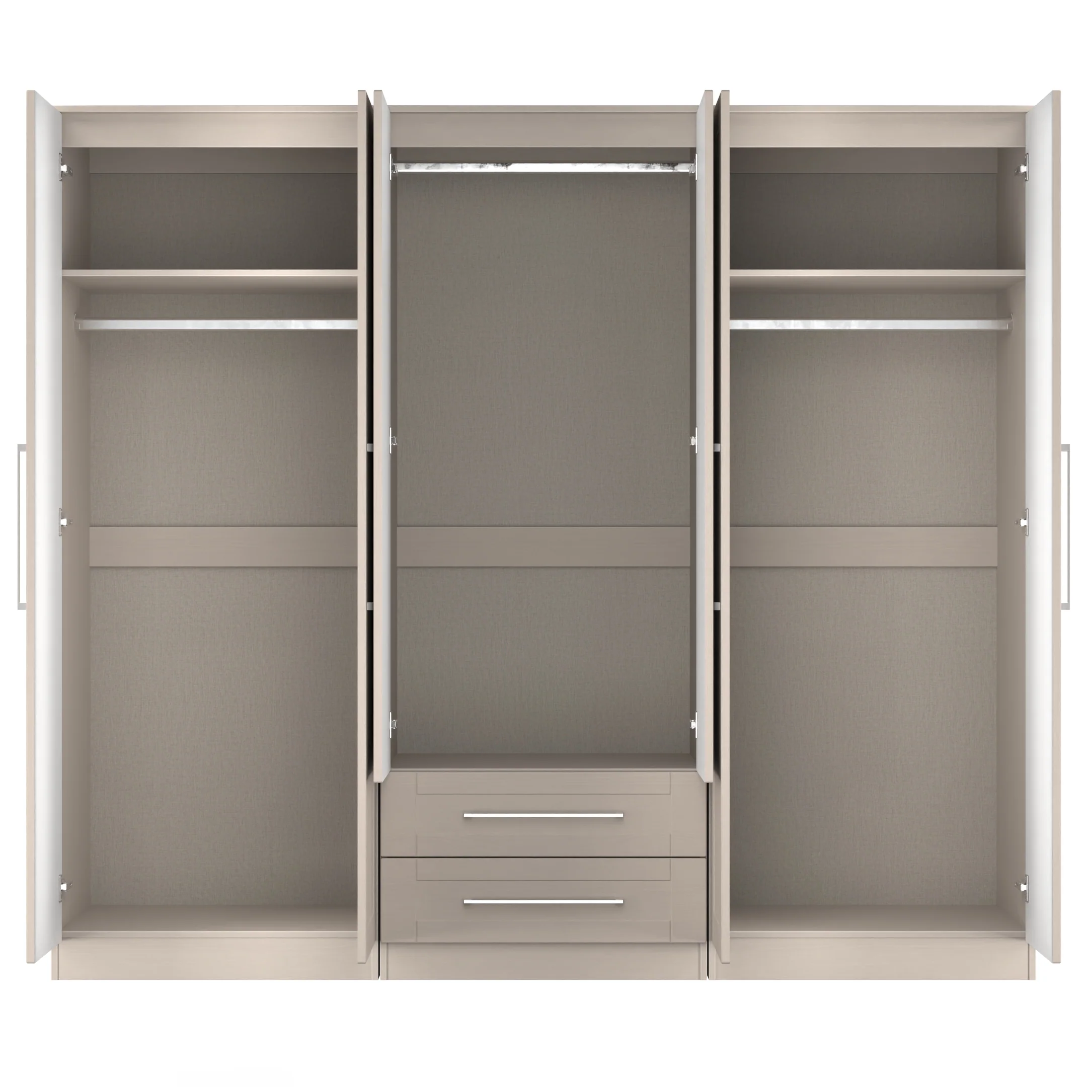 Malton Ready Assembled Tall 6 Door 2 Drawer 2 Mirror Wardrobe In Kashmir Ash - Image 9