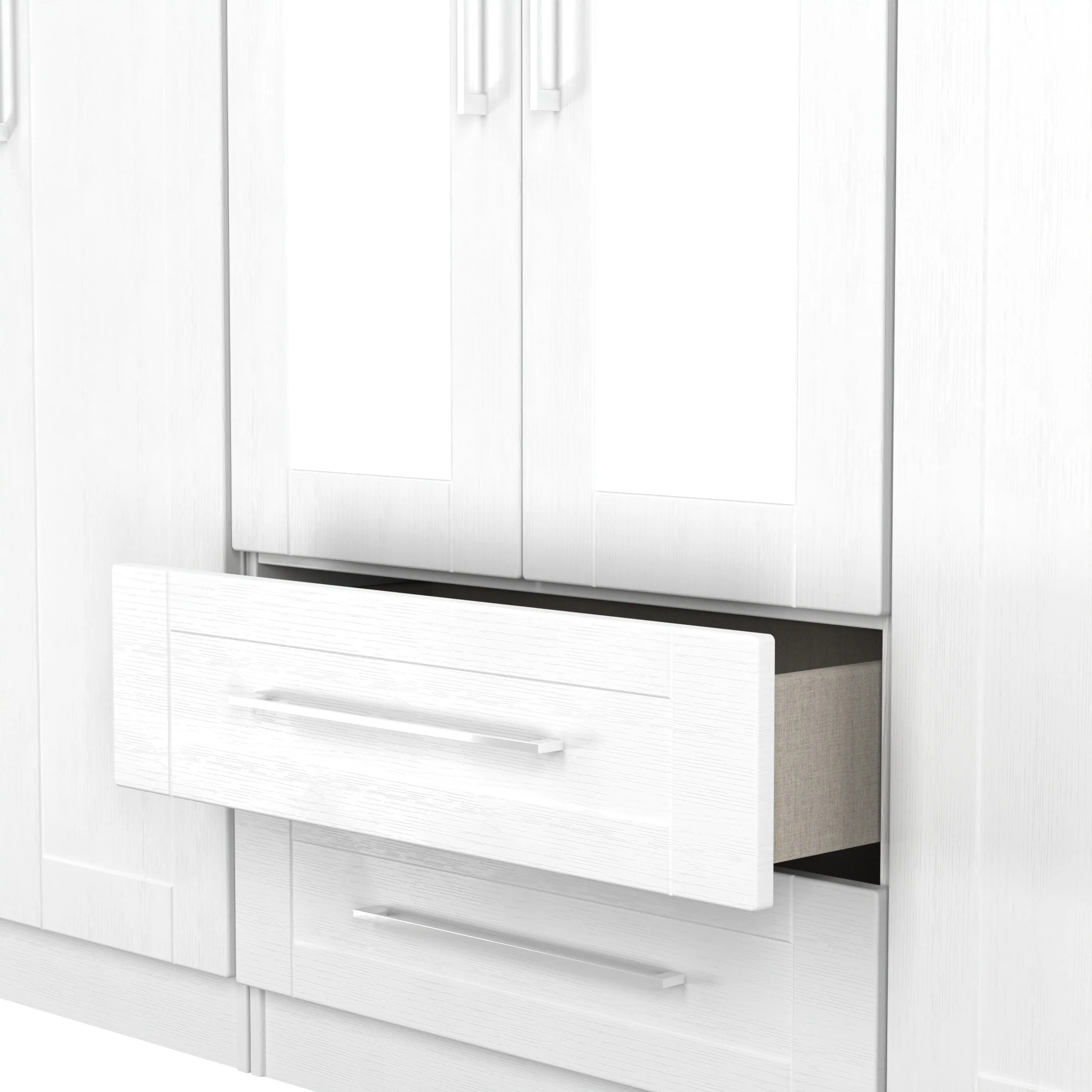 Malton Ready Assembled Tall 6 Door 2 Drawer 2 Mirror Wardrobe In White Ash - Image 8