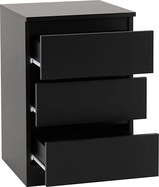 MALVERN 3 DRAWER BEDSIDE - BLACK - Image 2