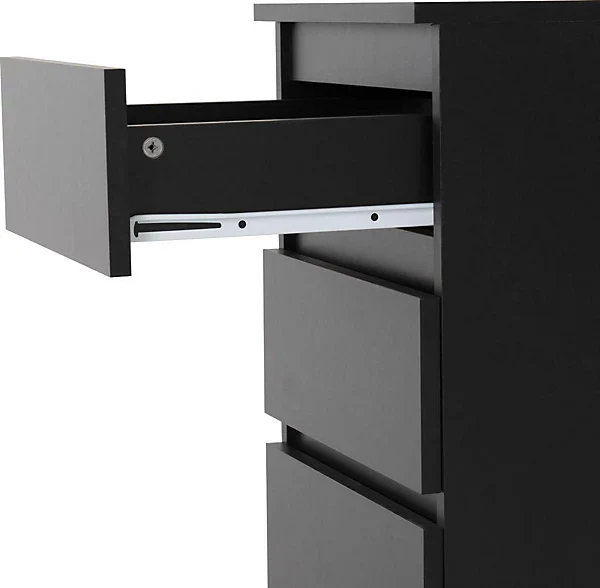 MALVERN 3 DRAWER BEDSIDE - BLACK - Image 4