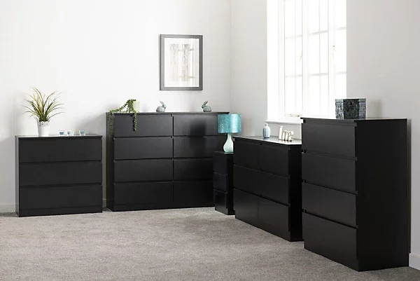 MALVERN 3 DRAWER BEDSIDE - BLACK - Image 5